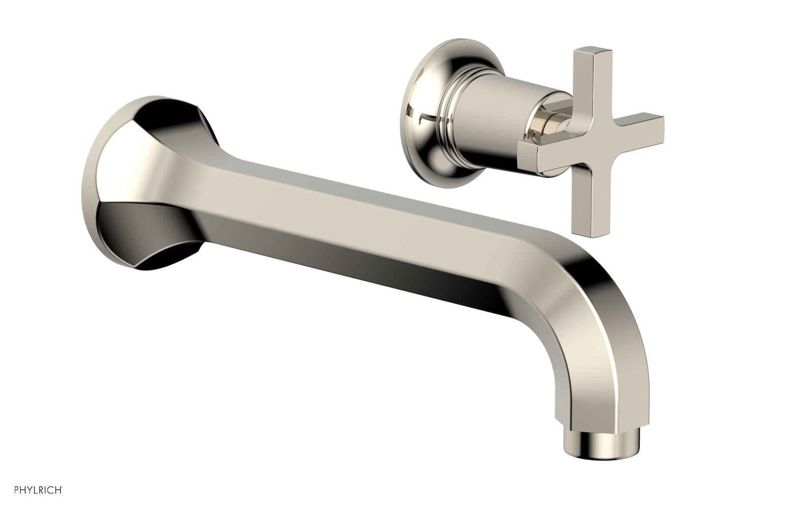 HEX MODERN Single Handle Wall Mounted Lavatory Faucet Set with Cross Handle 501 15 - Perfect for Bathroom Sink, Powder Room, and Guest Bath Installation