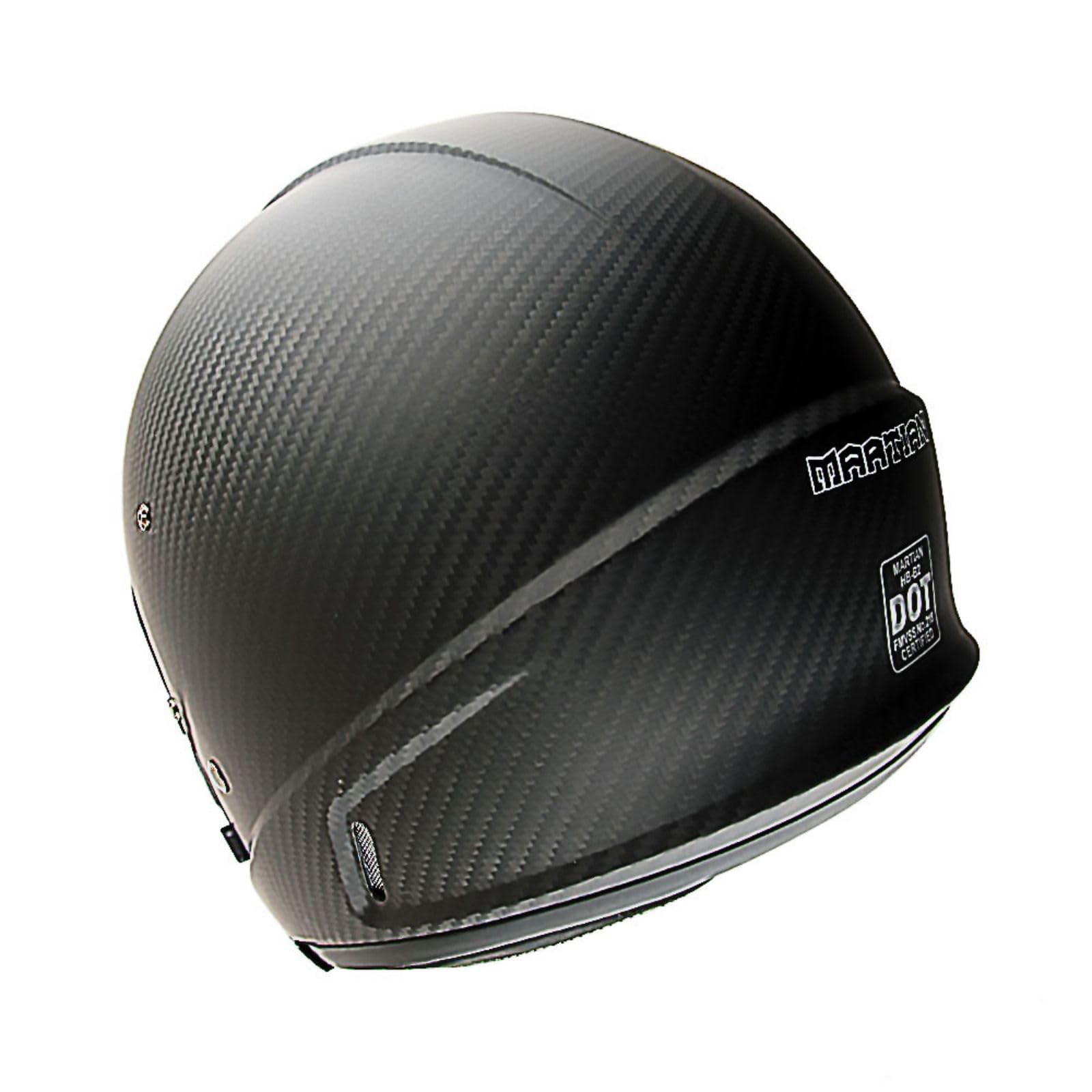 Martian Genuine Carbon Fiber Motorcycle Helmet HB-B2 - DOT Approved Full Face & Open Face Glossy Black - Lightweight & Durable for Street Riding, Racing & Cruising