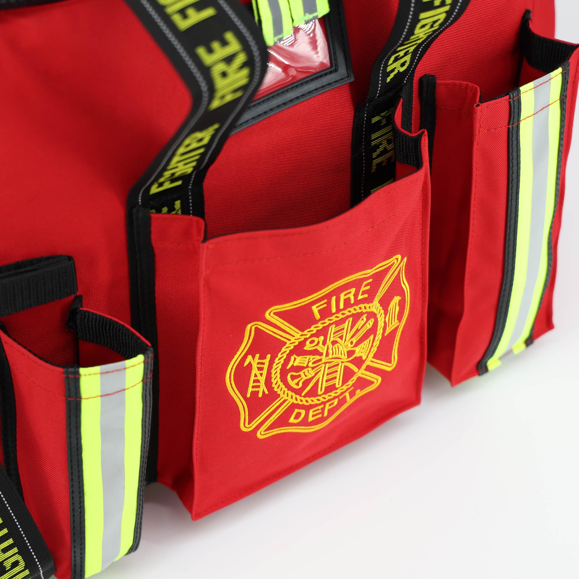 Premium Firefighter Turnout Gear Bag with Glove Strap & SCBA Mask - Captain's Bundle (Red) - Durable Firefighting Equipment for Emergency Response & Station Storage