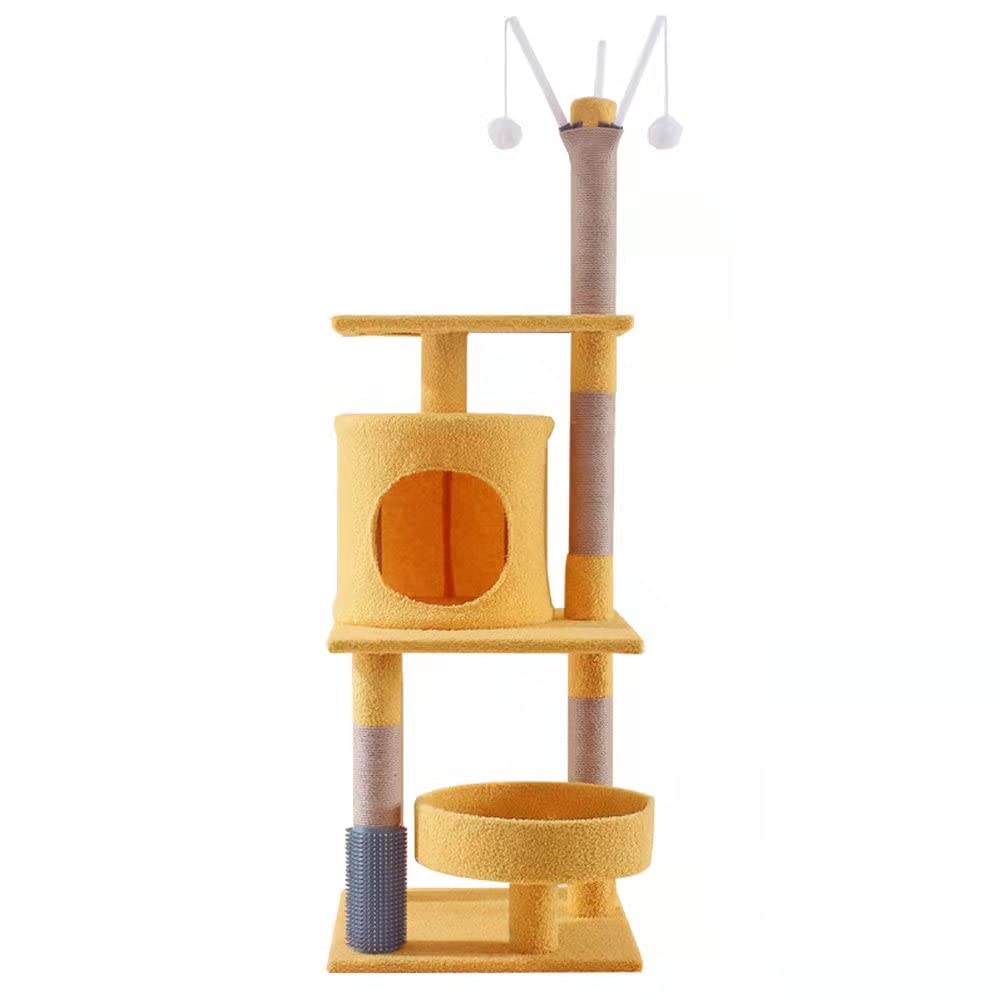 **Kooku JYWF Cat Climbing Frame Toy - Interactive Cat Tree for Exercise & Play - Durable Cat House with Scratching Posts (Yellow) - Perfect for Indoor Cats & Small Spaces**