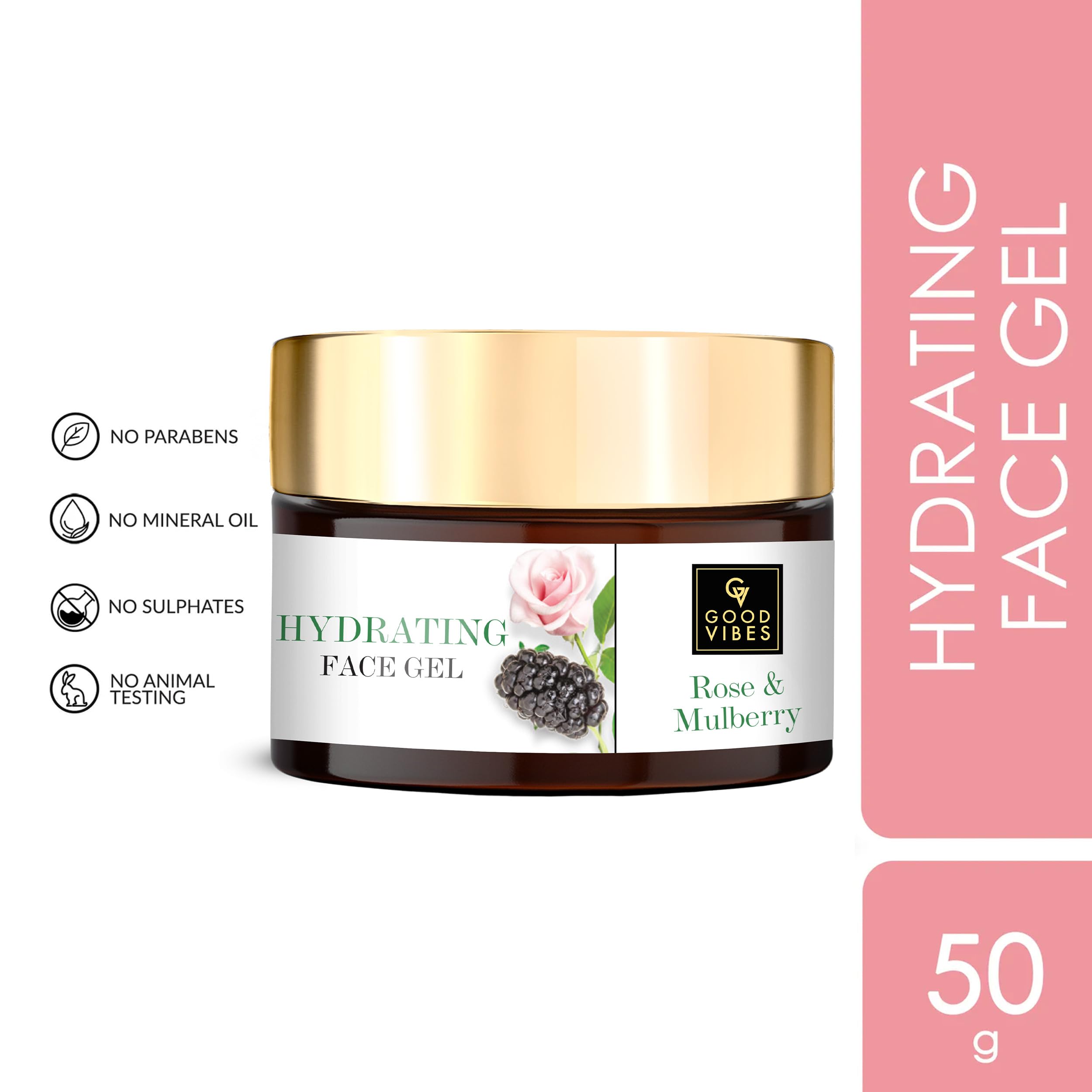 Good Vibes Rose & Mulberry Gel - 50g | Brightening & Hydrating Face Gel for Glowing Skin | Acne Treatment & Hair Loss Prevention | Vegan & Cruelty-Free | Perfect for Daily Skincare & Nighttime Routine
