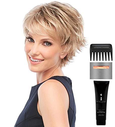 Jon Renau Jazz Petite Wig Bundle - 5 Piece Set with Christy's Wigs Q&A Booklet, Travel Size Wig Shampoo, Wig Cap & Wide Tooth Comb (Color 10) | Perfect for Travel, Cosplay & Everyday Wear