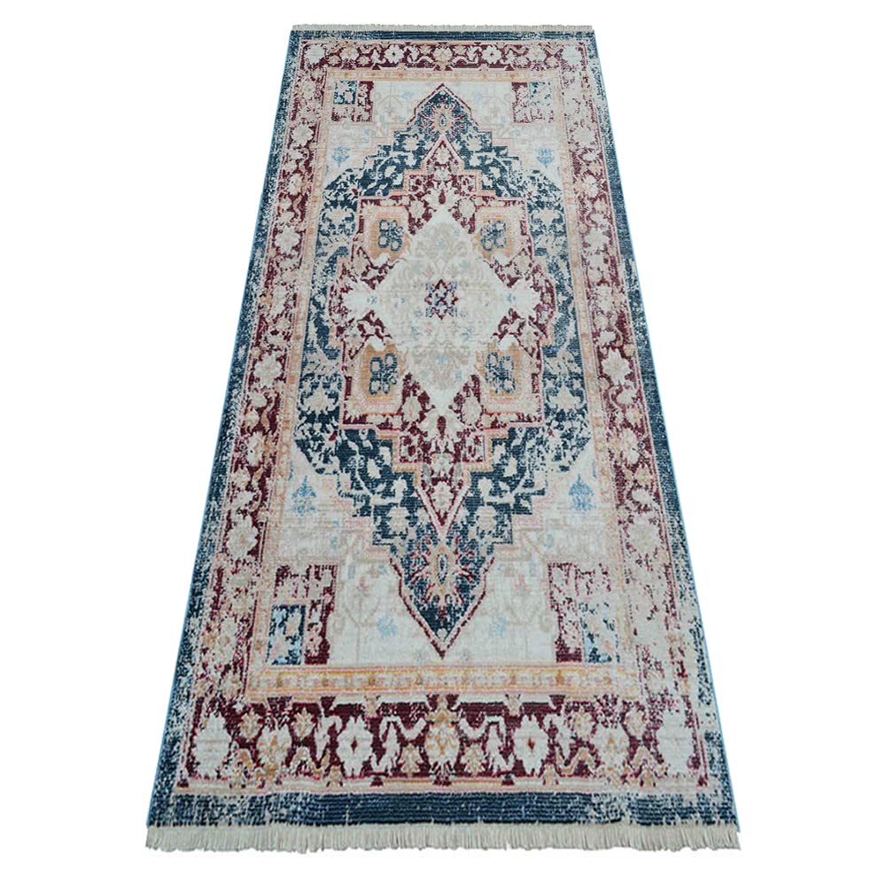 Machine Made Polyester Area Rugs 2'6''x9'10'' Runner - Red Oriental Traditional Design Low Pile Carpet for Living Room Bedroom Hallway | Home Decor Floor Covering (M00062)