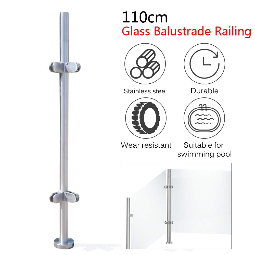 TBVECHI 316 Stainless Steel Glass Railing Corner Post - 110cm Height - Durable Outdoor Balcony & Stair Railing System for Modern Homes & Decks