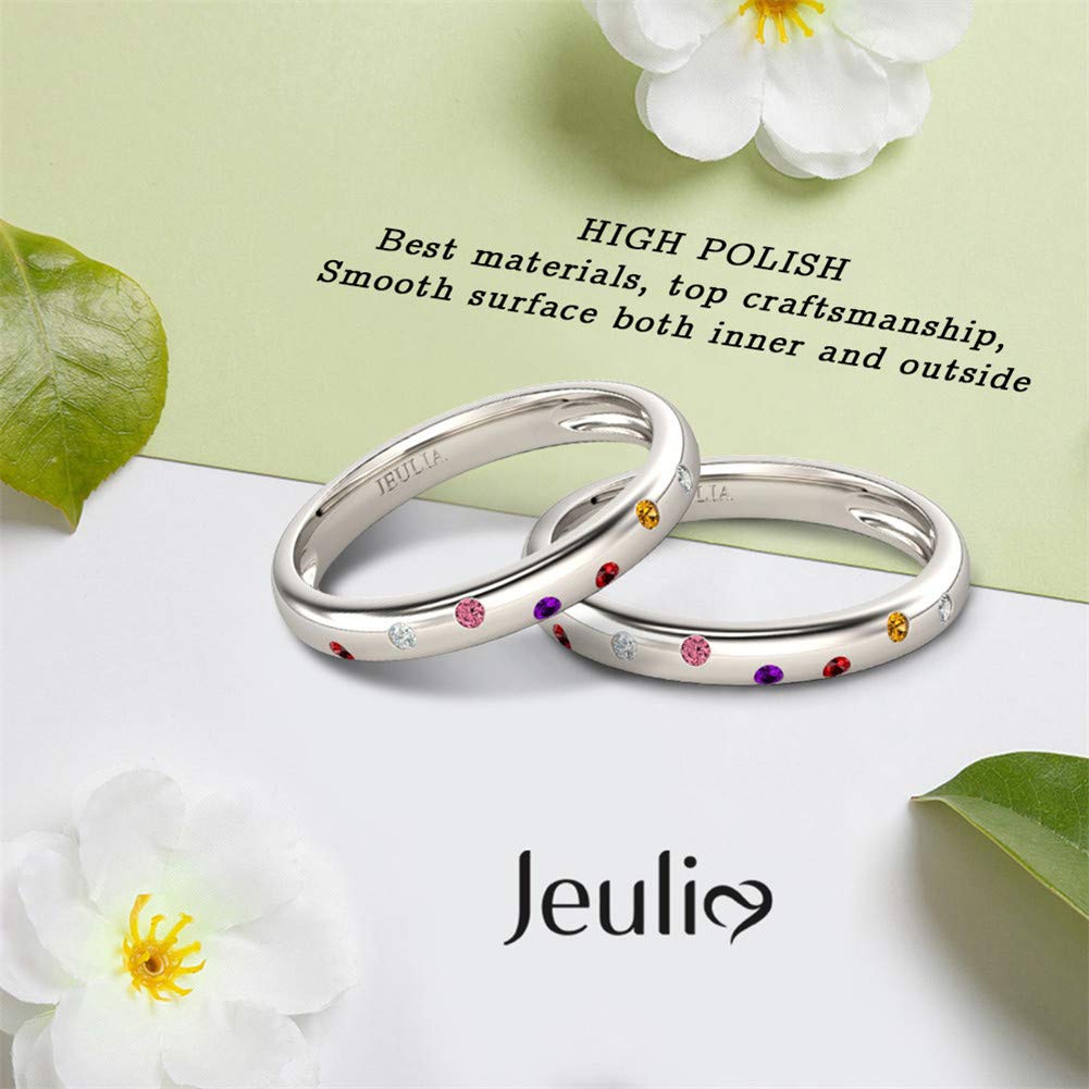 Jeulia 0.5 Carat Multicolor Gemstone Wedding Band Ring - 925 Sterling Silver Eternity Ring with Diamonds for Women - Anniversary, Promise & Engagement Ring Gift for Her with Jewelry Box - Perfect for Weddings, Proposals & Special Occasions