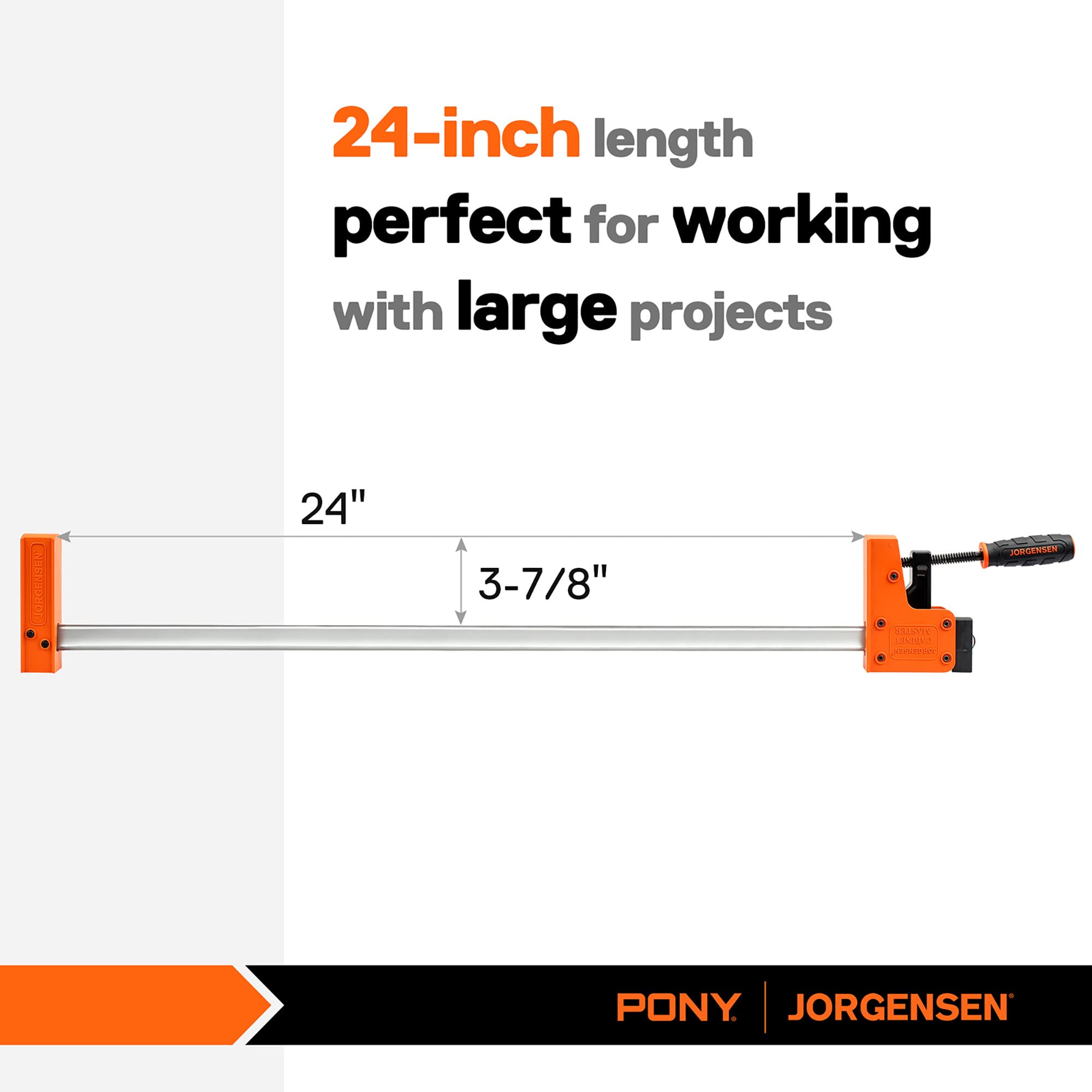 JORGENSEN 24-inch Bar Clamps Set of 2 - 90° Cabinet Master Parallel Jaw Clamps for Woodworking, Cabinet Making & DIY Projects - Heavy Duty Clamping Tools for Professional & Home Use