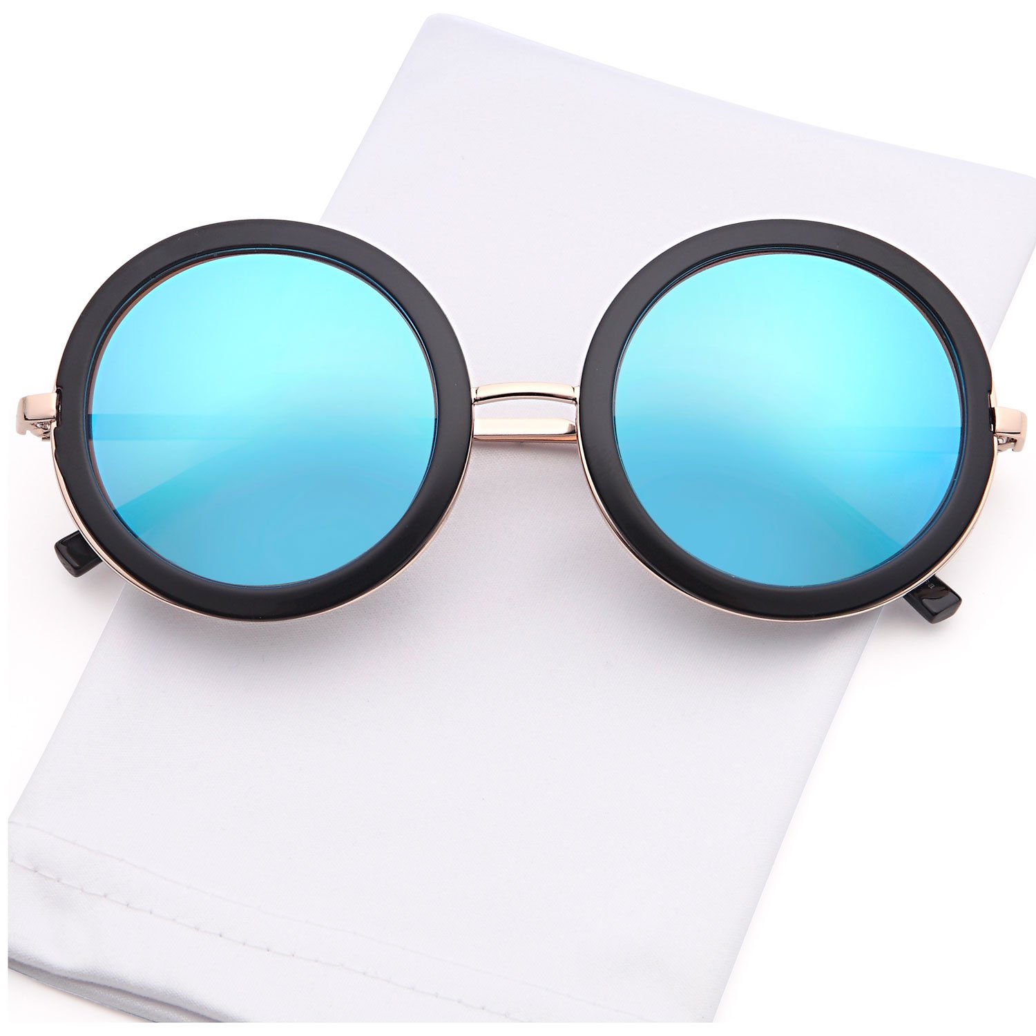 CATWALK UV400 Women's Round Cat Eye Sunglasses - Fashionable Frame & Flash Lens Options for Driving, Beach & Outdoor Activities