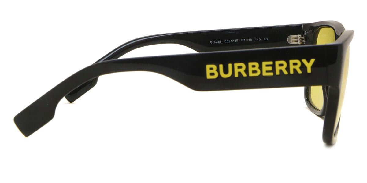 BURBERRY BE 4358 300185 Knight Black & Yellow Polarized Sunglasses for Men & Women - UV Protection, Luxury Fashion Shades for Driving, Beach & Outdoor Activities