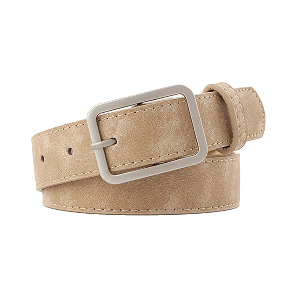 2.8Cm Wide Genuine Leather Waist Belt for Women - Black & Brown with Square Metal Buckle - Fashionable Strap for Jeans, Pants & Dresses | Perfect for Casual, Office & Evening Outfits