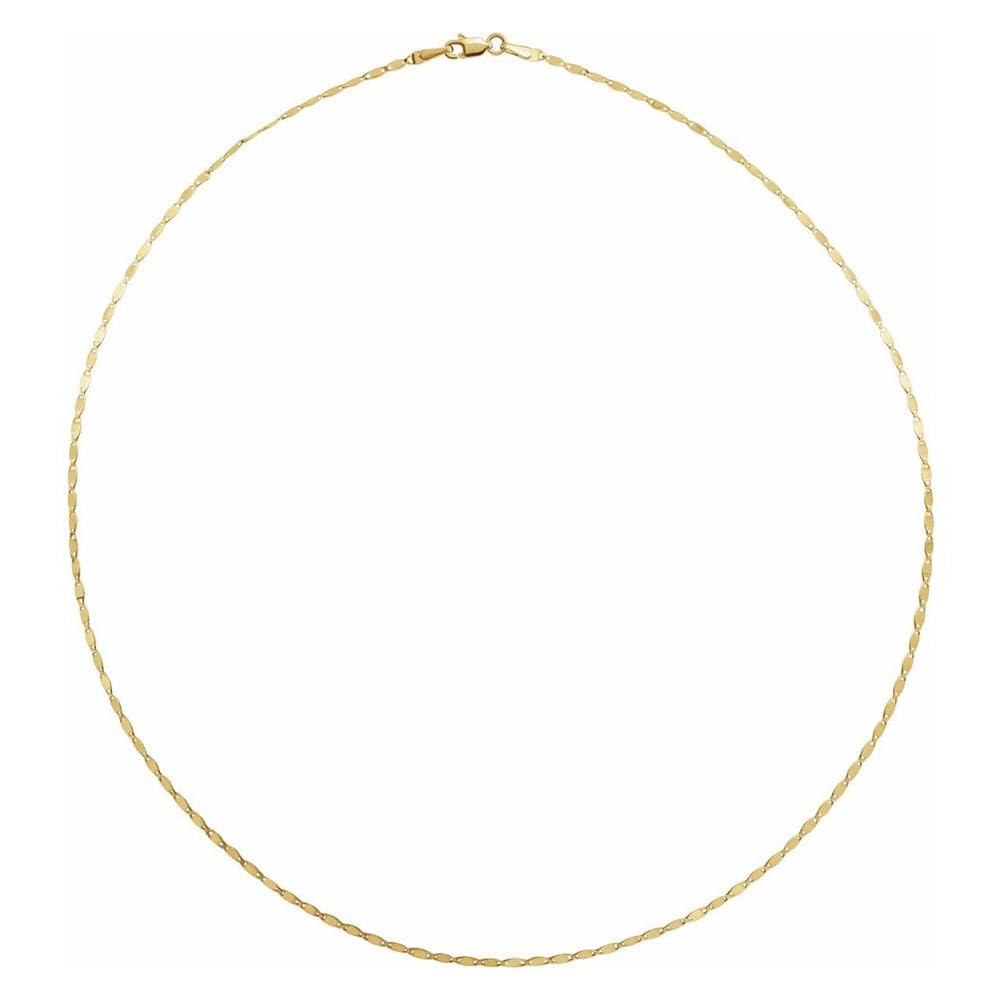 14K Yellow Gold Mirror Link Chain Necklace for Women - Elegant Party Wear