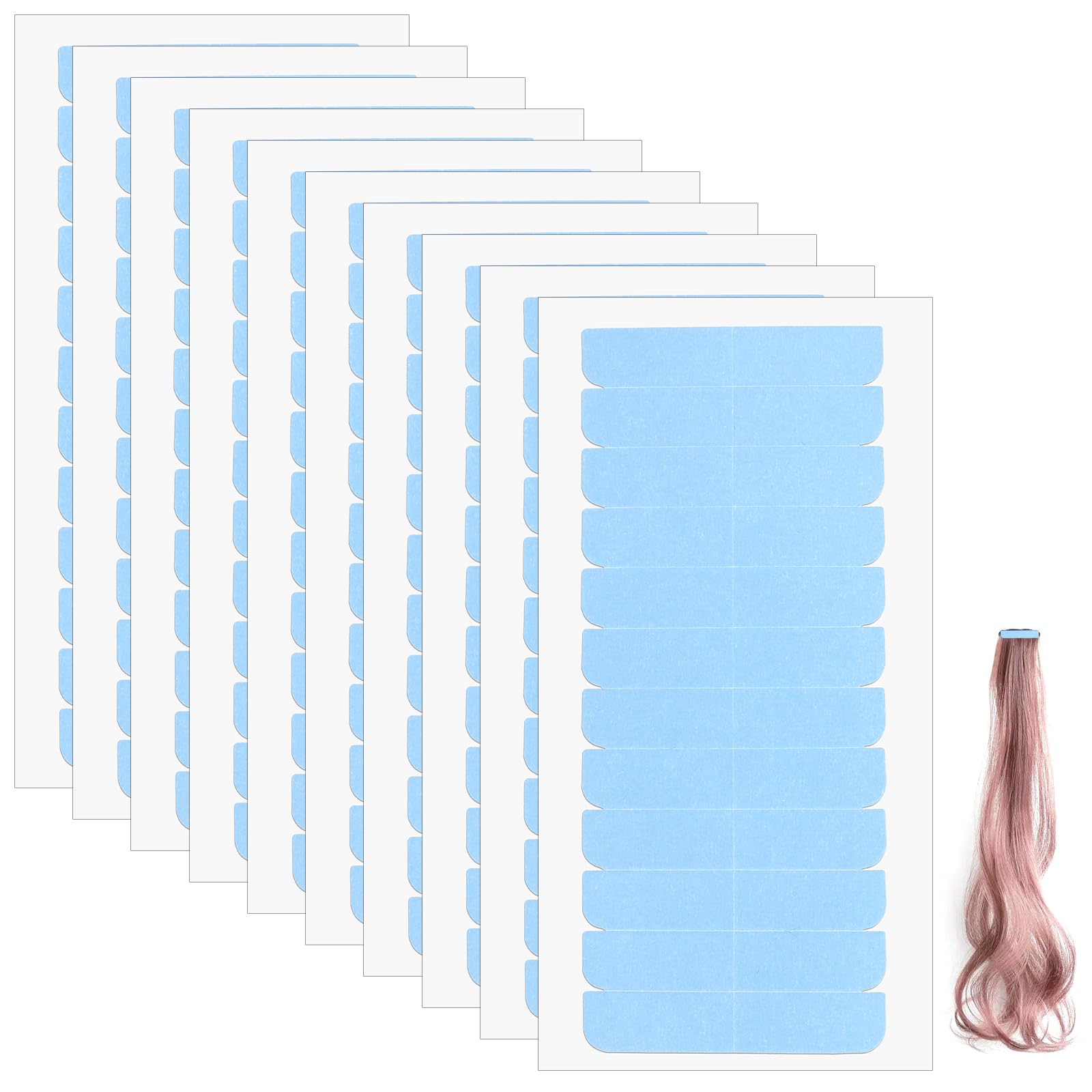 120pcs Double Sided Hair Extension Tape - Invisible Waterproof Adhesive for Human Hair Extensions & Wigs - Beauty Tools (Blue) - Perfect for Salon Use, DIY Hair Styling & Long-Lasting Hold
