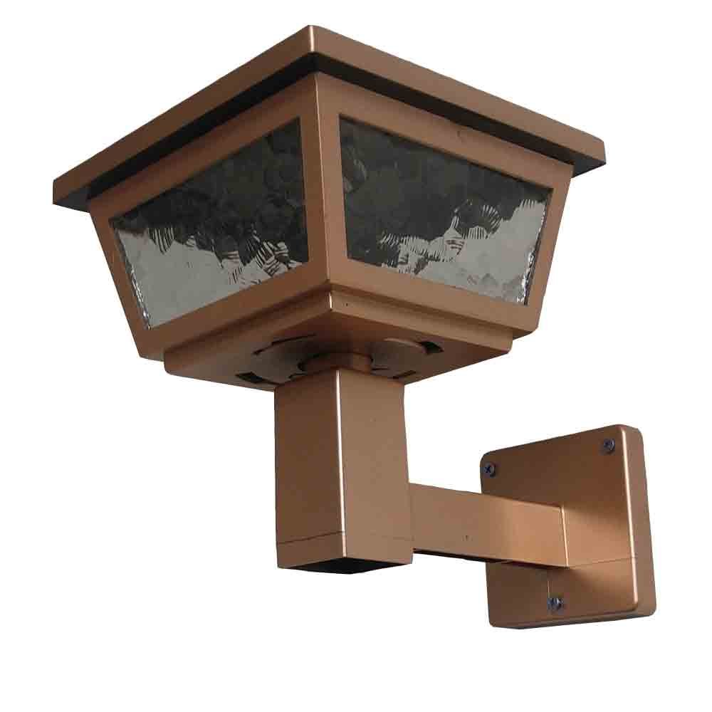 Solar Powered Post Cap Light - 2 SMD LED, Wall or Post Mount for 5x5, 4x4, 6x6 Wooden Fence Posts (Gold) - Perfect for Garden, Patio, Deck & Pathway Lighting