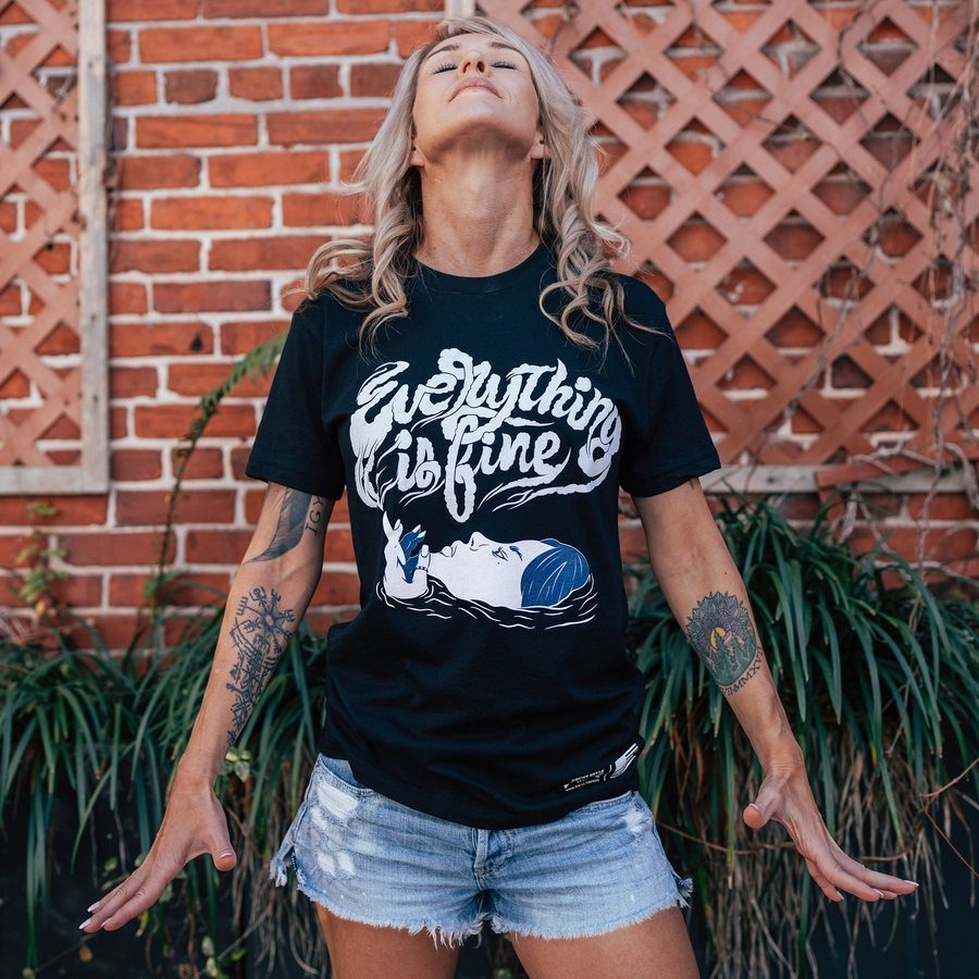 Women's Everything Is Fine Boyfriend Fit T-Shirt - Black | Casual Comfort Tee for Everyday Wear, Lounge & Outings