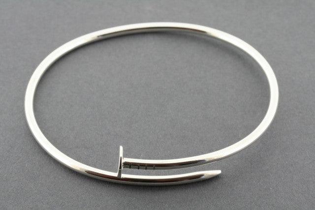 Elegant Sterling Silver Oval Nail Bangle Bracelet for Women - Perfect for Parties, Weddings & Everyday Wear