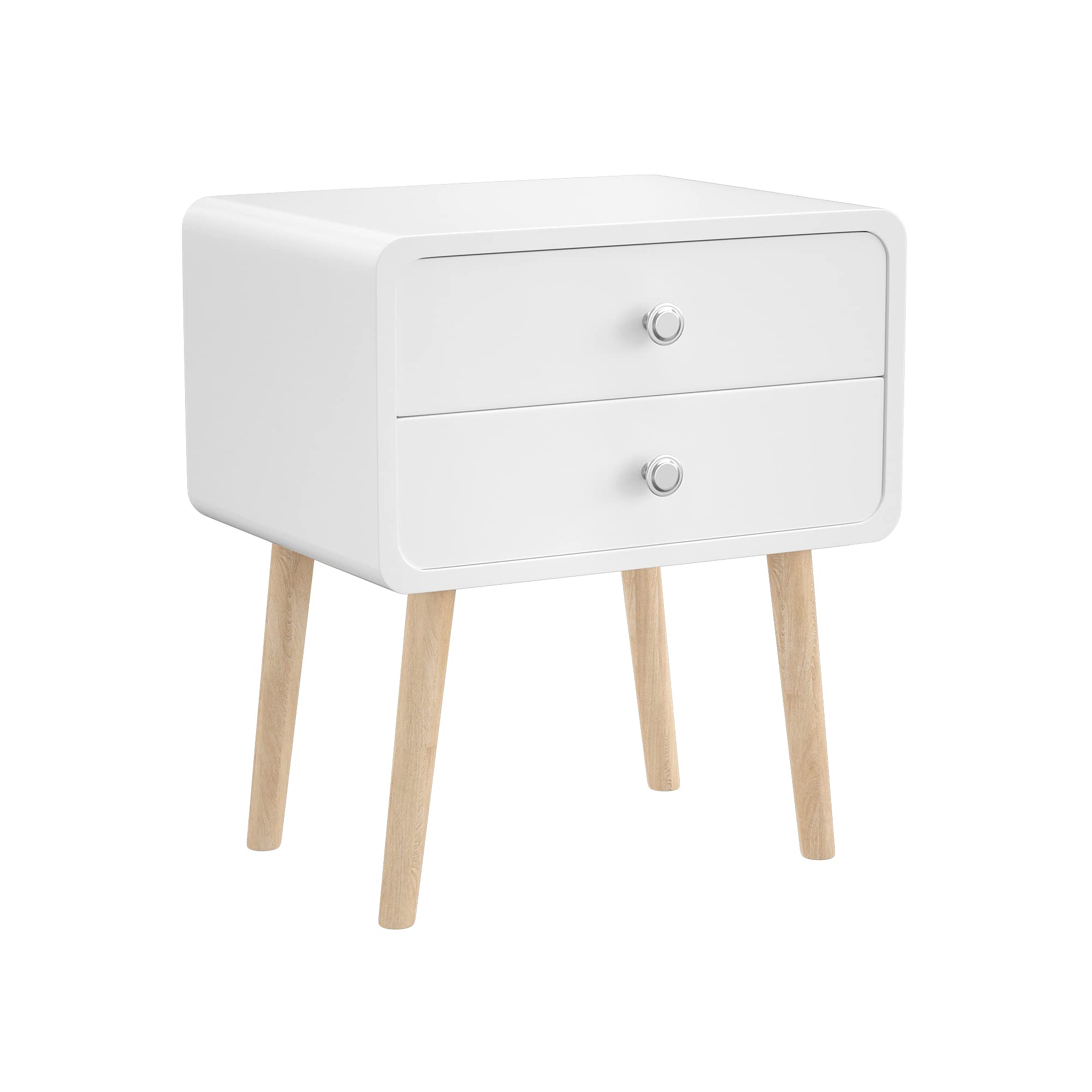 IANIYA White Nightstand with 2 Drawers - Modern Bedside Table for Bedroom, Living Room & Office - Perfect for Storing Books, Lamps & Bedroom Essentials