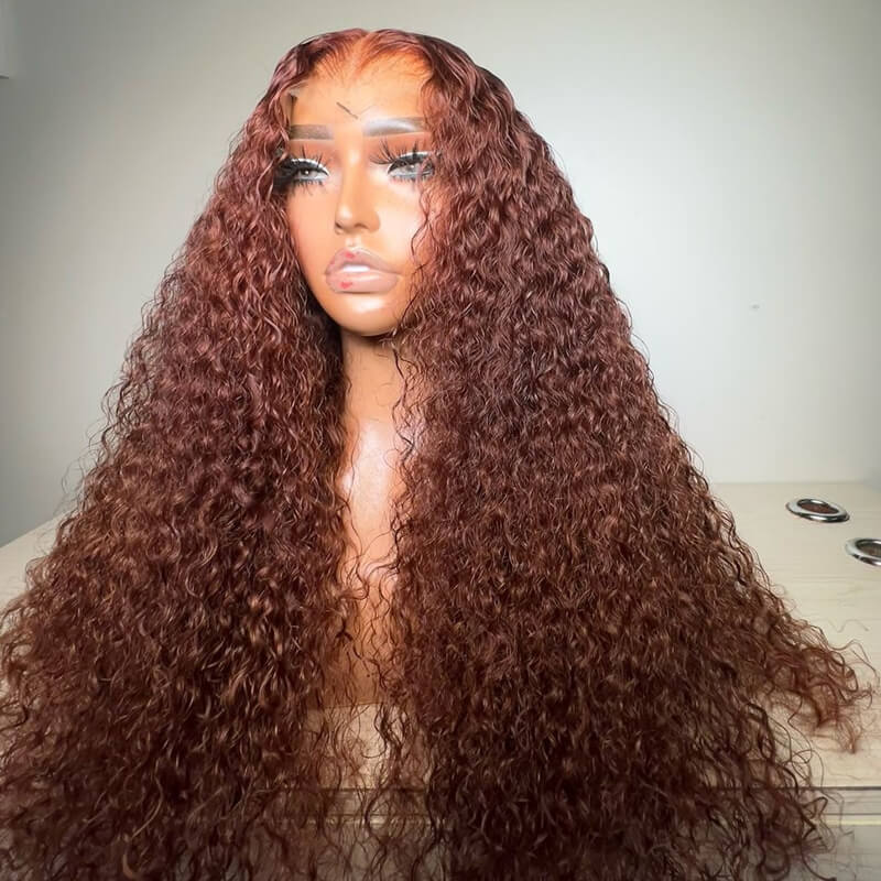 Eullair Dark Brown Curly Lace Frontal Wig - Affordable Reddish Brown Glueless Human Hair Wig for Women | Natural Look for Daily Wear, Parties & Special Occasions