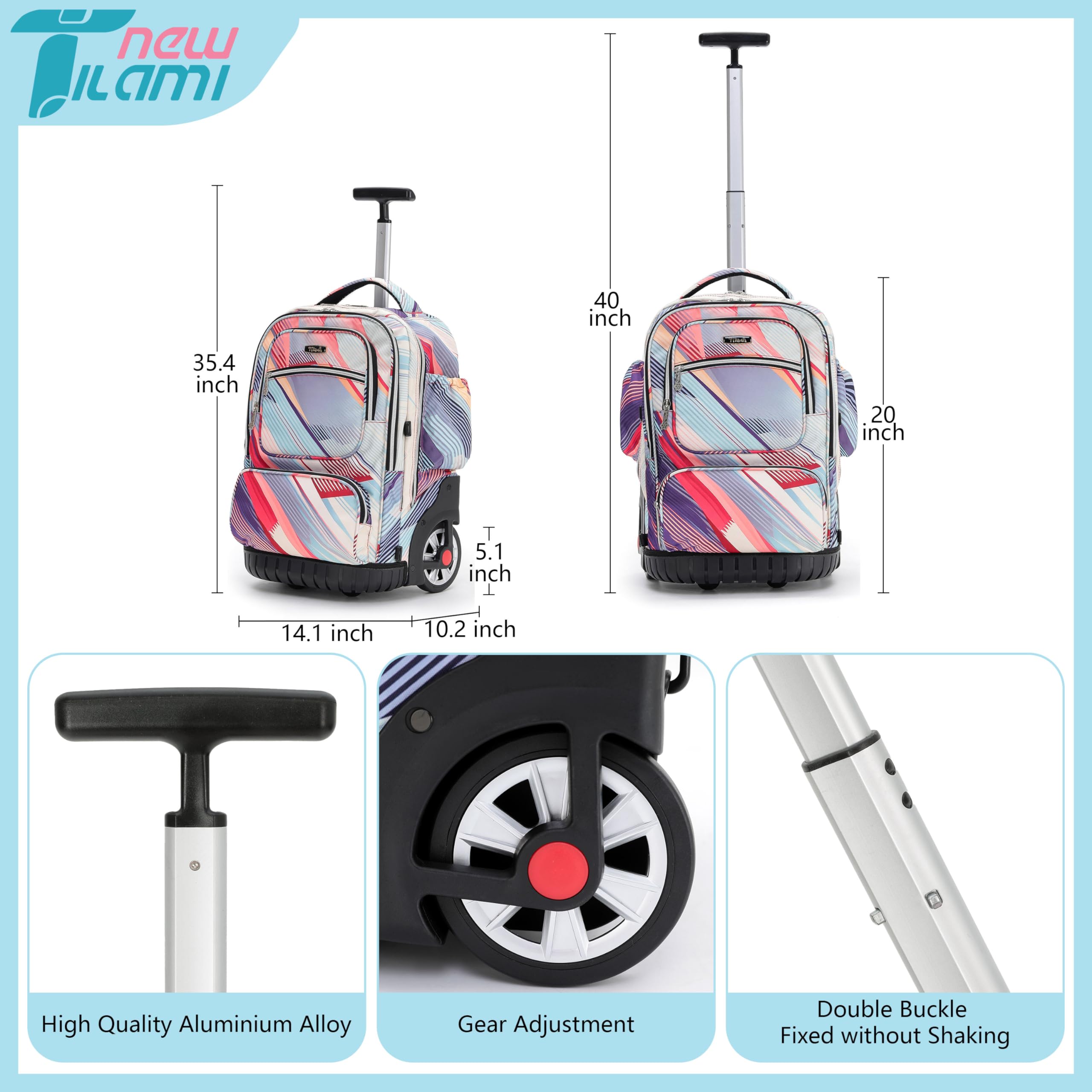 19 Inch Rolling Backpack for Teens - Lightweight Wheeled School Backpack with Sneaker Compartment | Perfect for School, Travel & Gym Use