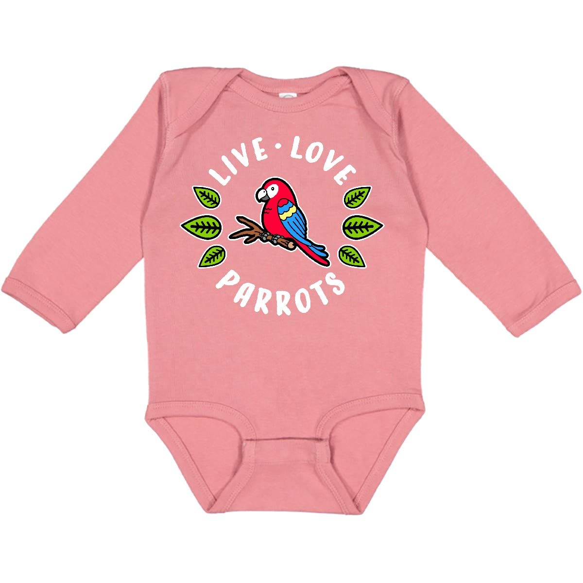 Inktastic Live Love Parrots Long Sleeve Baby Bodysuit - Cute Animal Print Onesie for Infants & Toddlers - Perfect for Playtime, Family Photos & Everyday Wear