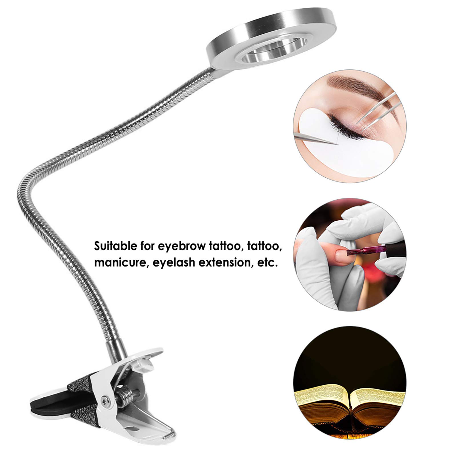 EXCLUZO Eye Protection Desk Lamp - Adjustable USB Clip Light with Flexible Gooseneck for Nail Art, Tattoo, Reading, Working & Studying | Perfect for Home Office, Dorm Room & Craft Station