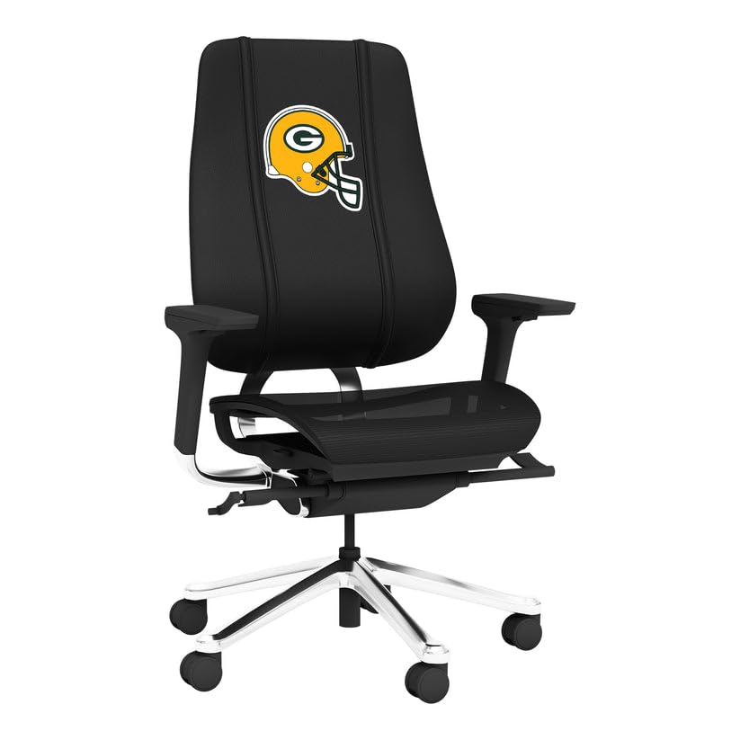 PhantomX Black Mesh Gaming Chair with Green Bay Packers Helmet Logo - Ergonomic Office & Esports Chair for PC Gaming, Streaming, and Home Theater Comfort