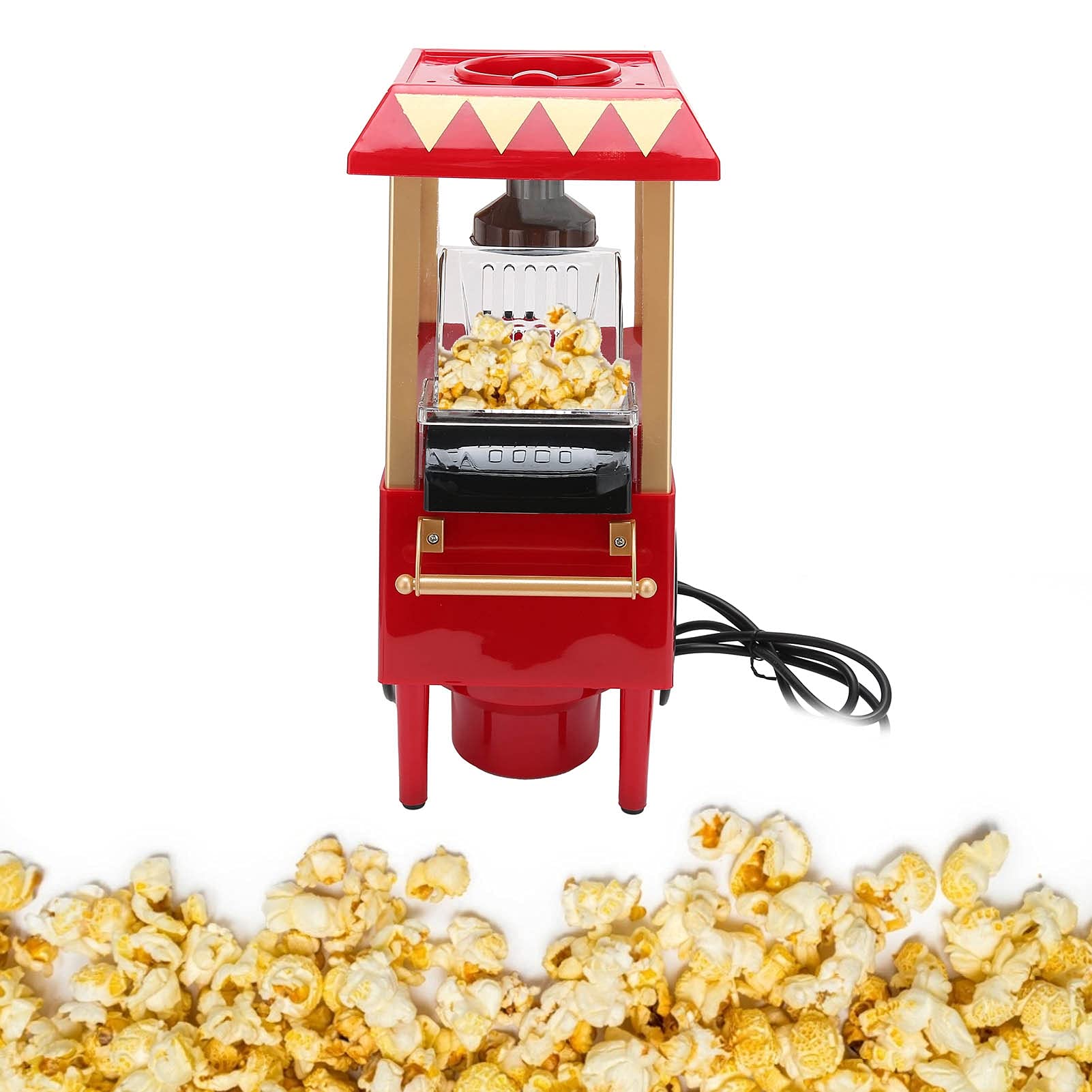 **Retro Red Automatic Popcorn Maker Machine - Household Corn Popper for Parties, Birthdays, Movie Nights & Family Gatherings (US Stock)**