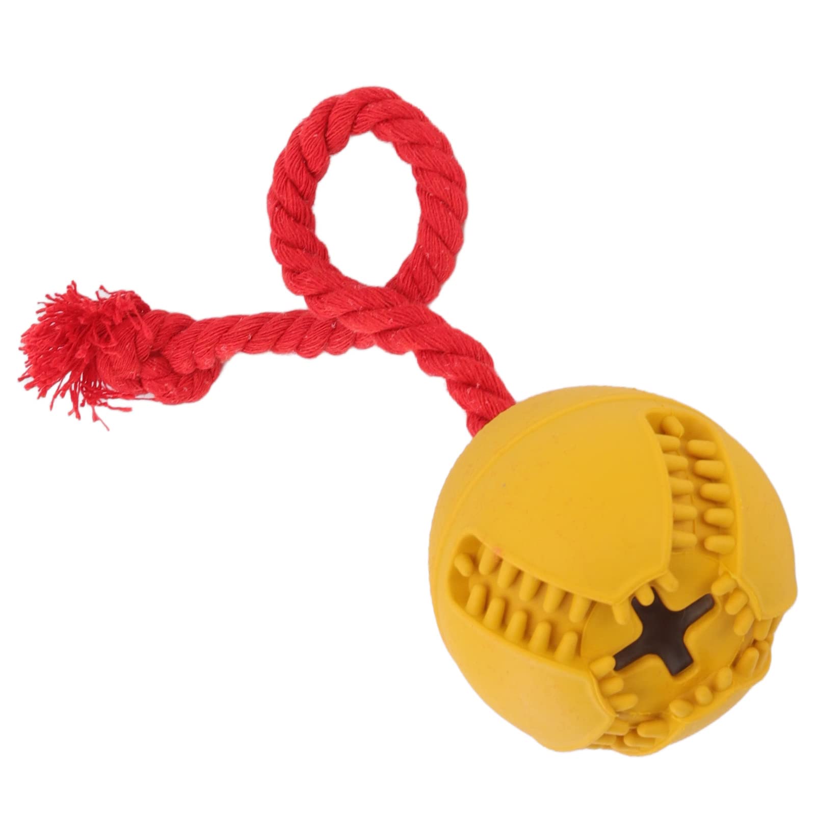 Yinuoday Interactive Dog Puzzle Toy - Leakage Food Ball, Teething & Training Chew Toy with Cotton Rope for Teeth Cleaning - Fun Mental Stimulation for Small Medium Large Dogs (Yellow) - Perfect for Boredom Relief, Slow Feeding & Puppy Training