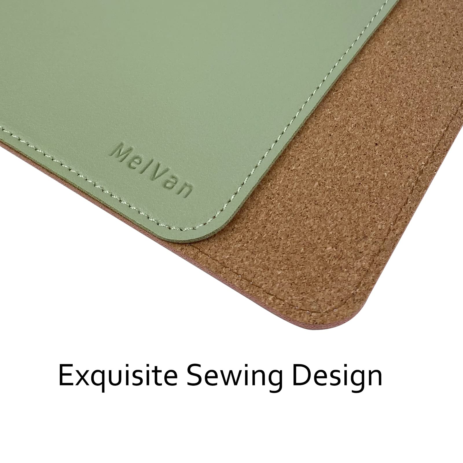 Premium PU Leather Mouse Pad with Stitched Edge - Wood Grain Design, Waterproof & Non-Slip Gaming Mouse Mat for Computer, Laptop, Office & Home Use - 10.2