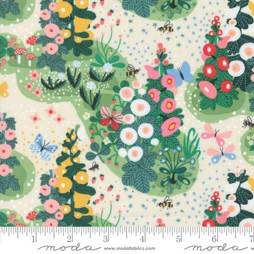 Moda Love Letter M37120 11 Fairy Garden Landscape Eggshell Fabric - Perfect for Quilting, Home Decor, and DIY Craft Projects