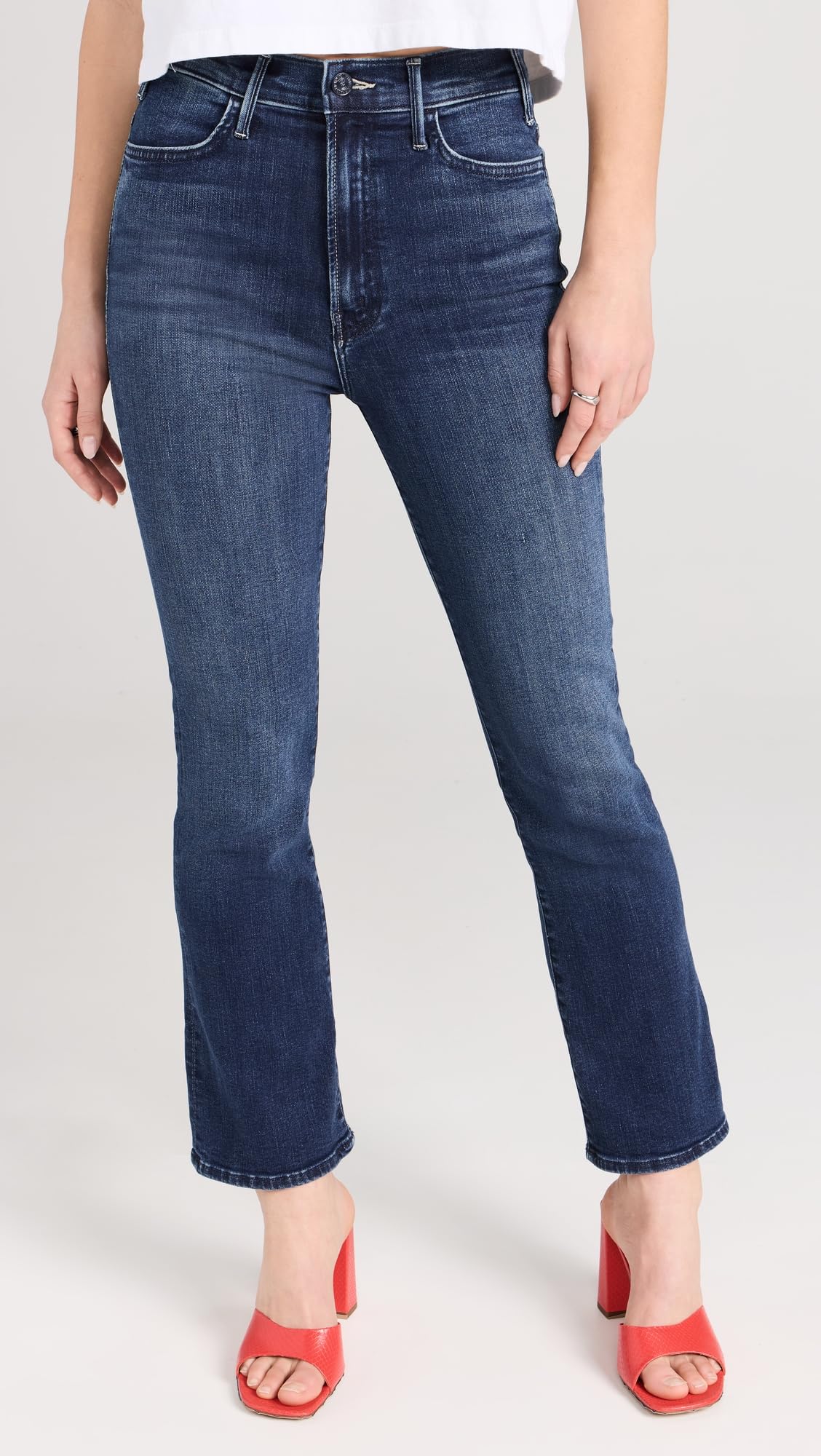MOTHER Women's The Hustler Ankle Jeans - High Waist Skinny Denim Pants for Casual Wear & Everyday Outfits