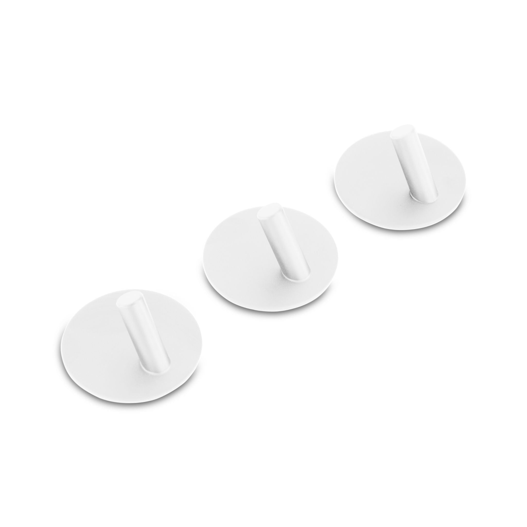 DESIGNSTUFF Self Adhesive Stainless Steel Hooks - 3 Pack, White - Strong Wall Hooks for Hanging Towels, Keys, Hats & Home Organization