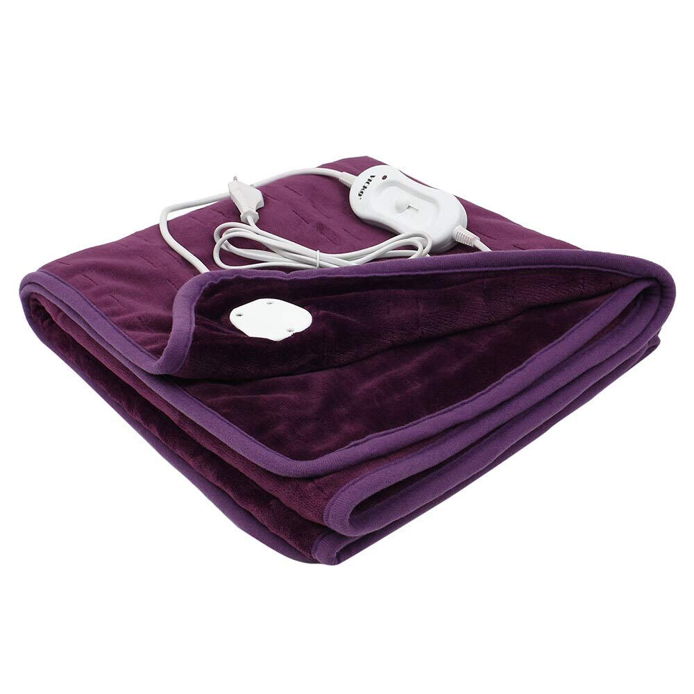 Electric Heated Blanket - Ultra Soft Flannel Throw for Knee, Leg & Foot Warmth - Office, Home & Winter Use - Machine Washable - Purple Cozy Heating Blanket (Perfect for Cold Nights, Arthritis Pain Relief & Relaxing on the Couch)