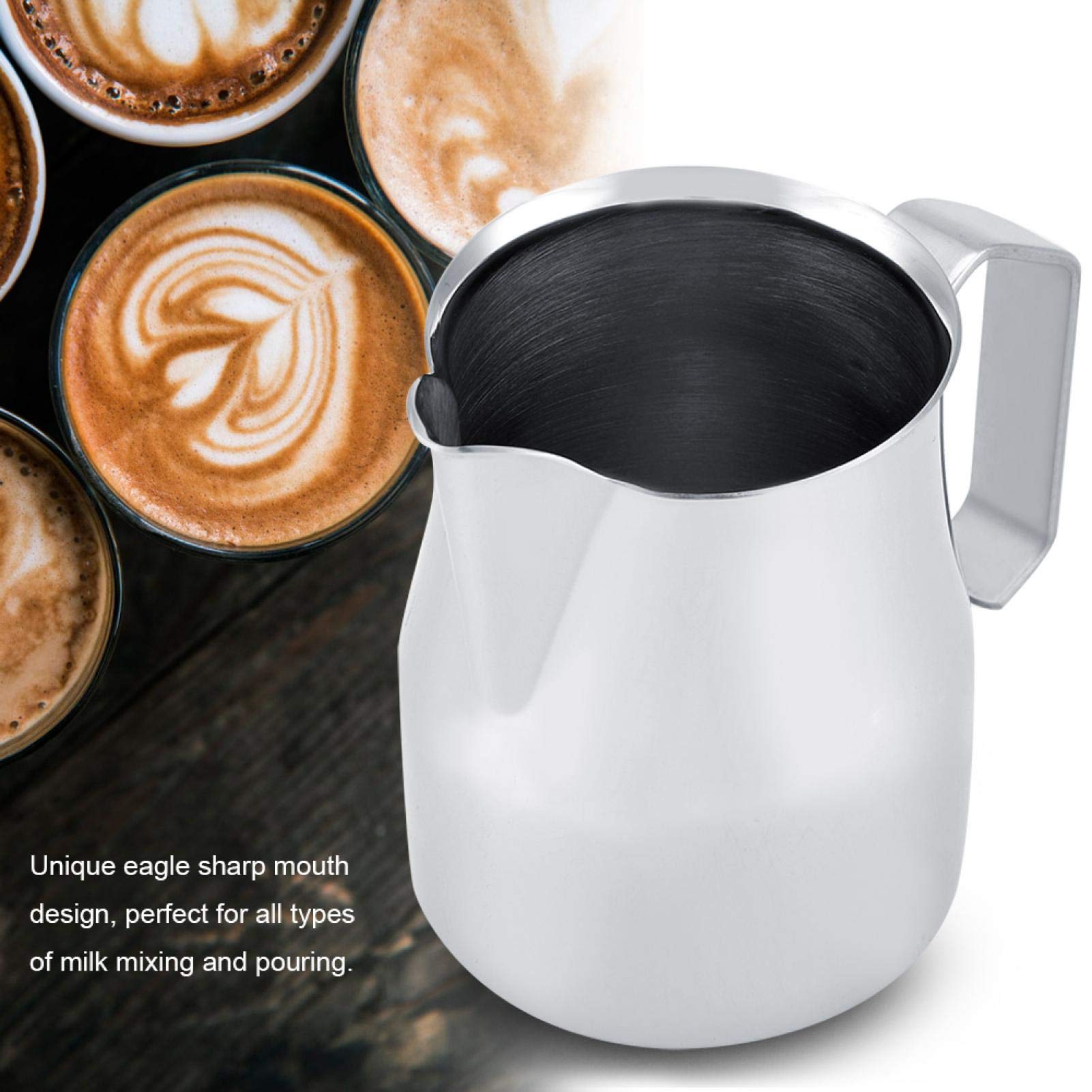 Premium Stainless Steel Coffee Milk Frothing Pitcher for Latte Art - Barista Espresso Cappuccino Frother Jug - Perfect for Home & Cafe Coffee Making