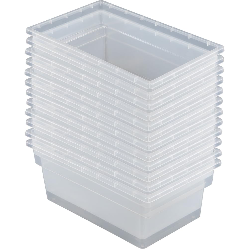 Really Good Stuff All-Purpose Storage Bins - Set of 12 Clear Plastic Organizers for Home, Office & Classroom Organization