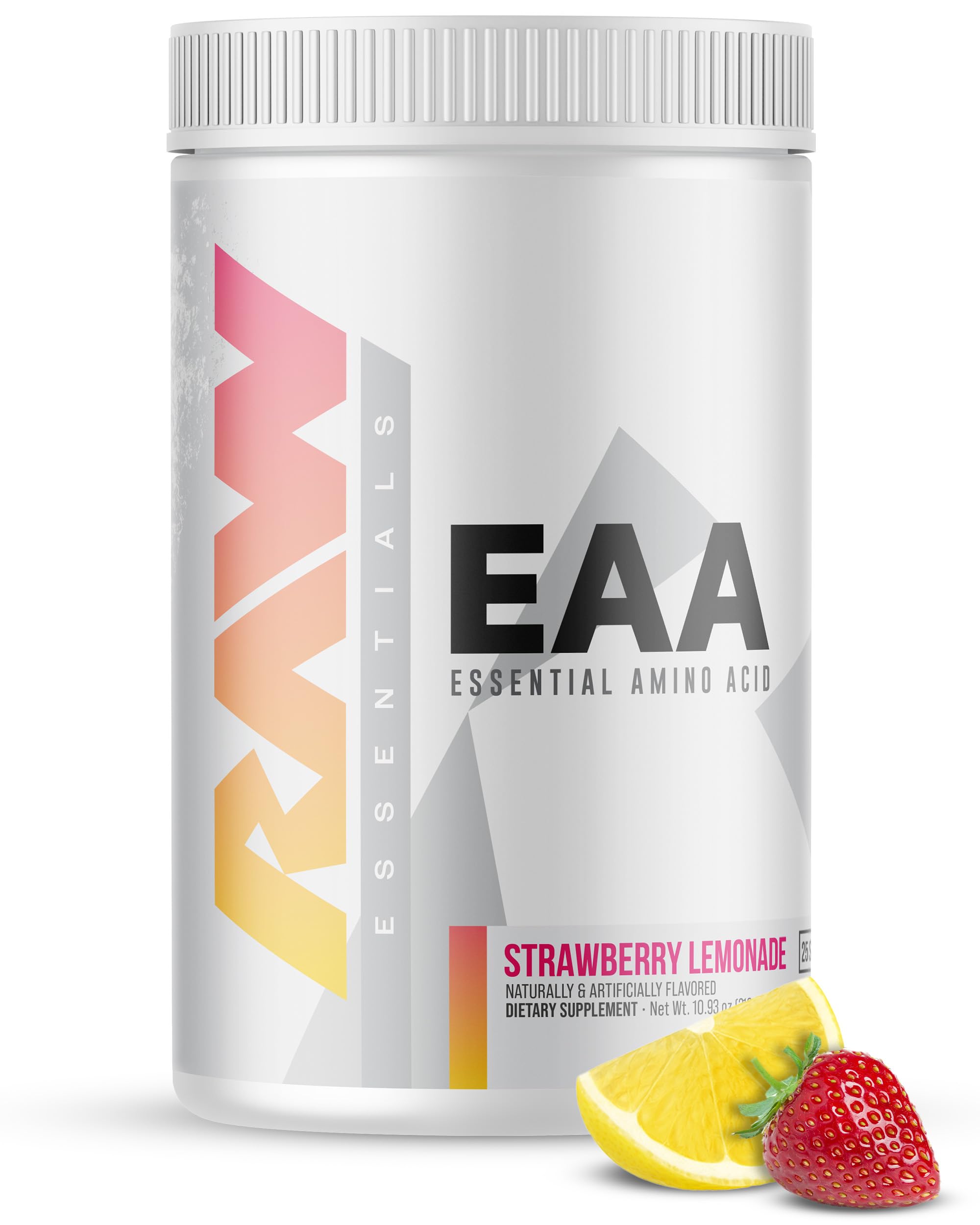 Premium RAW EAA Amino Acids Powder - Strawberry Lemonade Flavor (25 Servings) | Essential Amino Acid Supplement for Pre Workout, Post Workout Recovery, Muscle Growth & Endurance | BCAA & EAA Powder for Men & Women Athletes | Ideal for Gym Training, Bodybuilding & Fitness Enthusiasts
