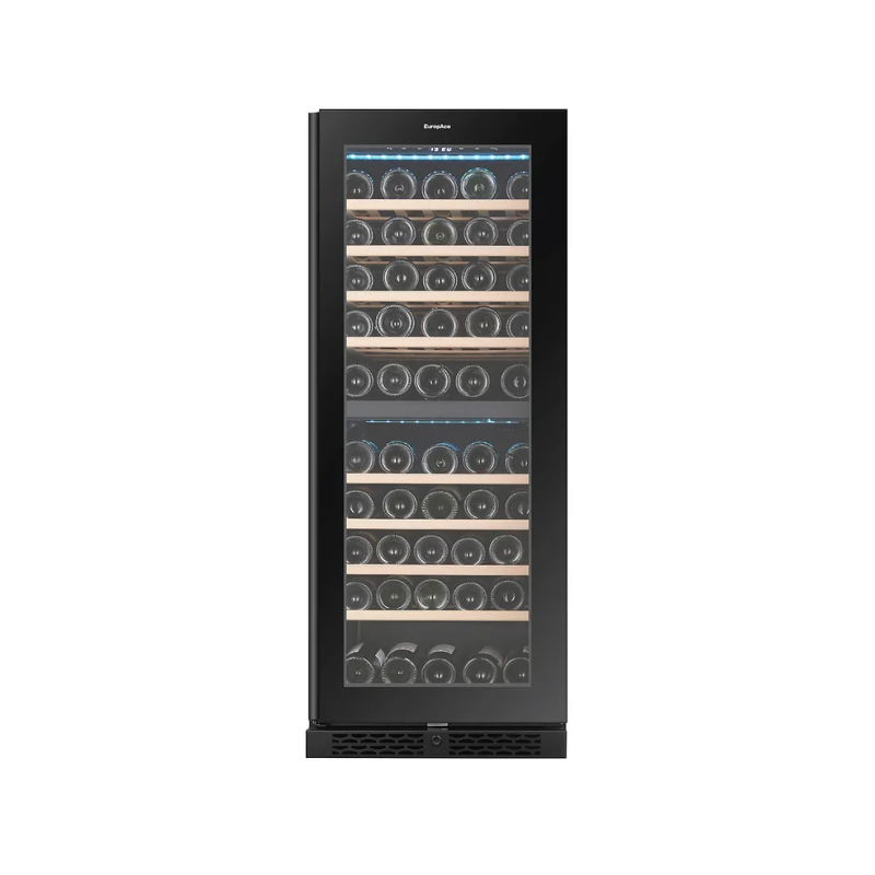 Europace EWC8701DBK 70 Bottle Dual Zone Wine Cooler - Freestanding Wine Refrigerator for Home, Bar, or Restaurant - Energy Efficient & Quiet Cooling Technology