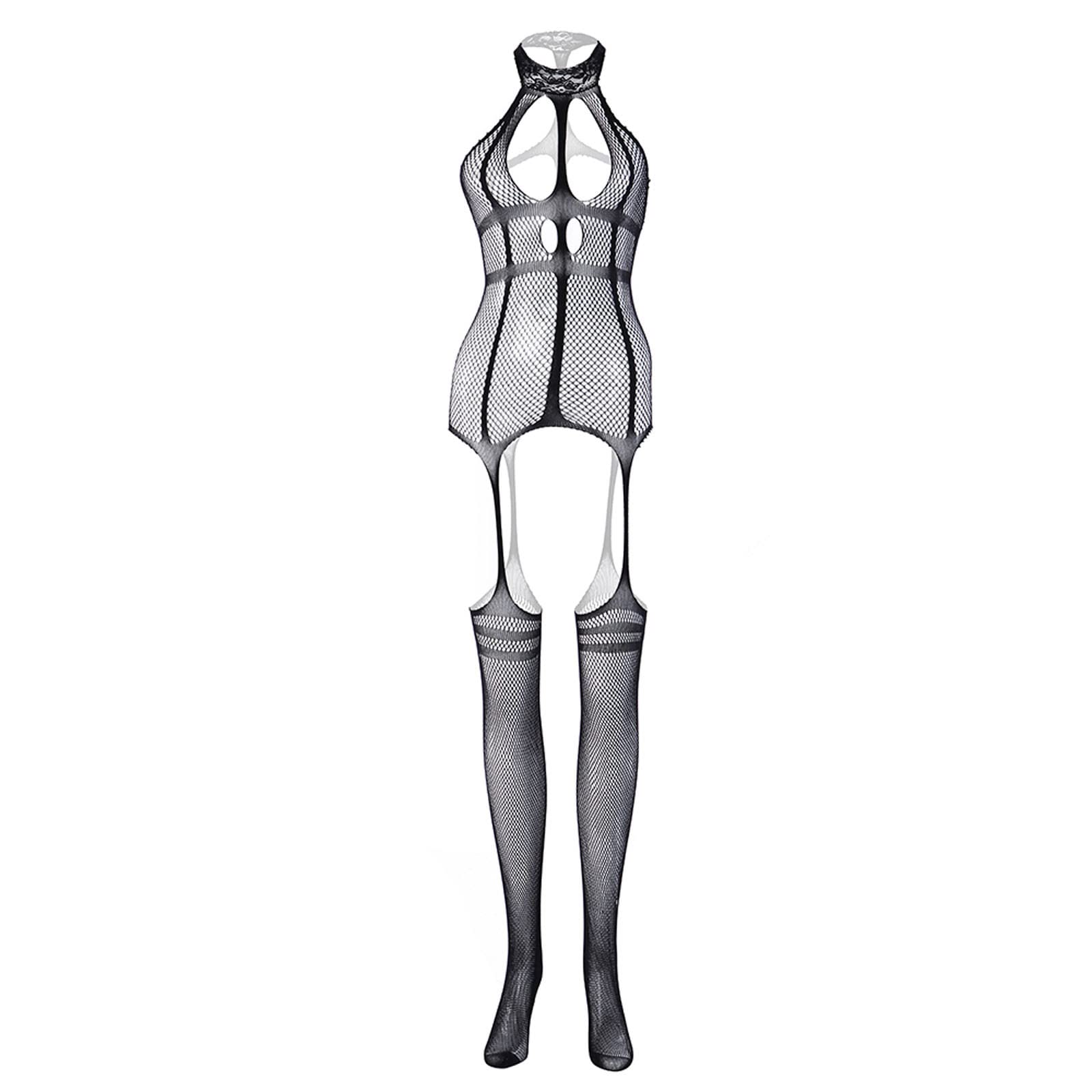 **Sexy Fishnet Lingerie Bodystocking for Women - Sheer Cut-Out Crotchless Bodysuit for Naughty Nights & Role Play | Perfect for Valentine's Day & Boudoir Photography**