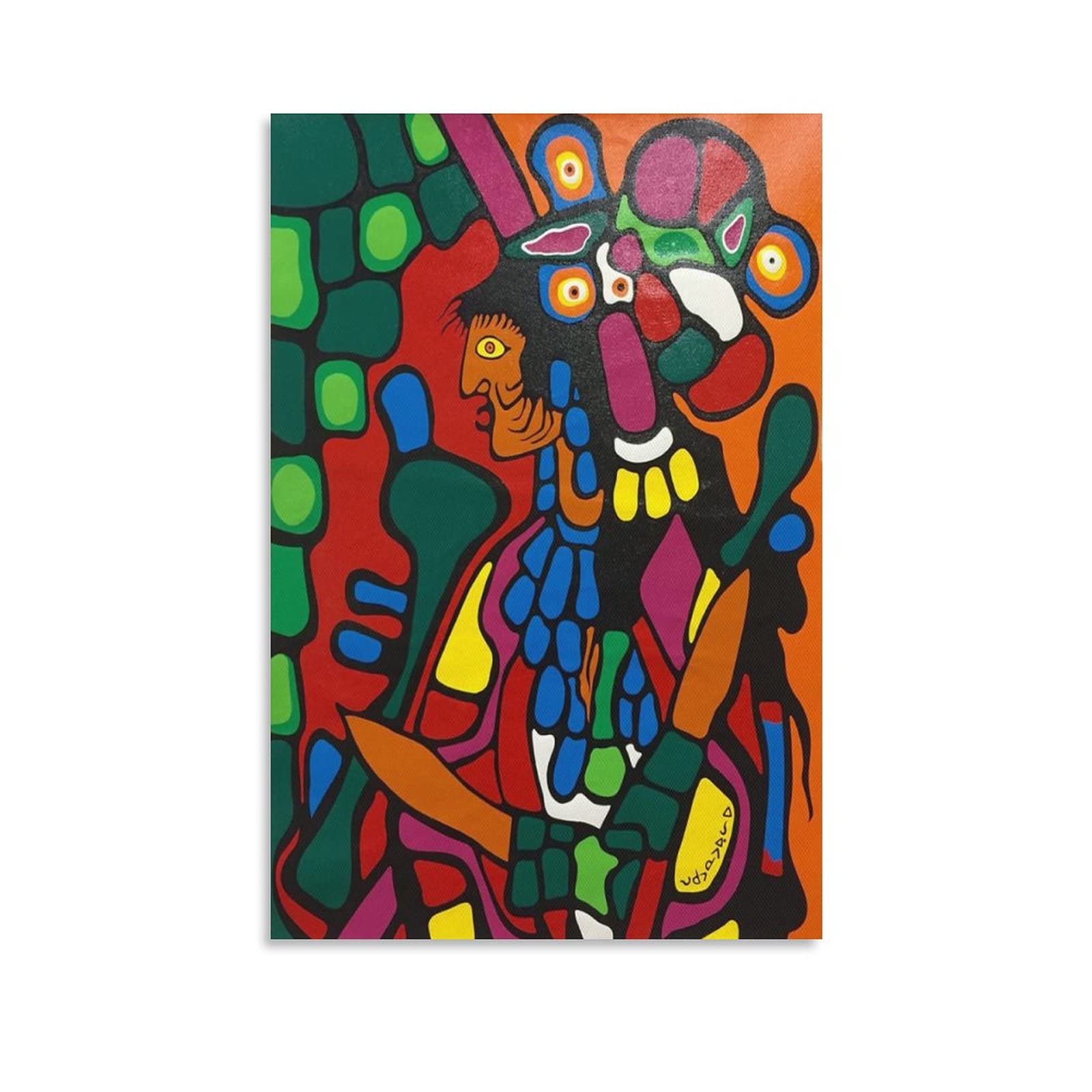 Norval Morrisseau Naive Art Painting - Great Earth Mother Canvas Print Wall Art Poster (20x30inch/50x75cm) - Indigenous Artwork, Home Decor Gift for Living Room, Bedroom & Office Aesthetic