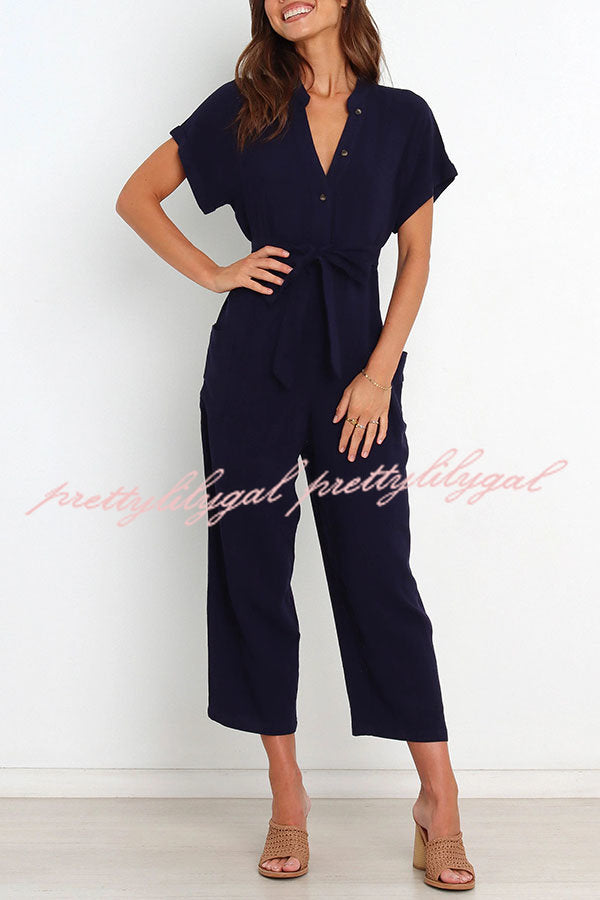 Stylish Women's Pocketed Button-Up Straight Leg Jumpsuit | Casual & Office Wear | Perfect for Work, Travel & Everyday Outfits