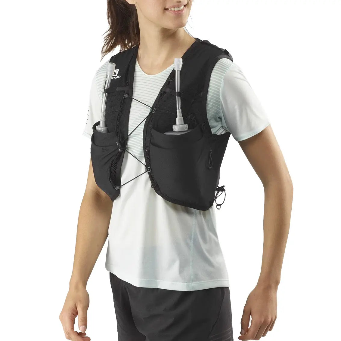 Salomon Advanced Skin 8 Hydration Vest for Women - Lightweight Running Pack with Water Bottles (Black/Ebony) - Perfect for Trail Running, Hiking & Outdoor Adventures