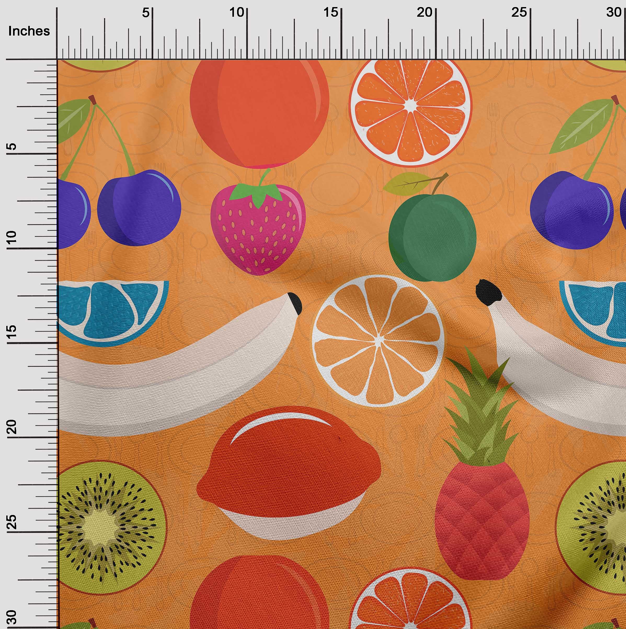 oneOone Rayon Orange Fruit Print Fabric by The Yard - 56 Inch Wide for DIY Clothing, Dresses, Quilting & Home Decor Sewing Projects