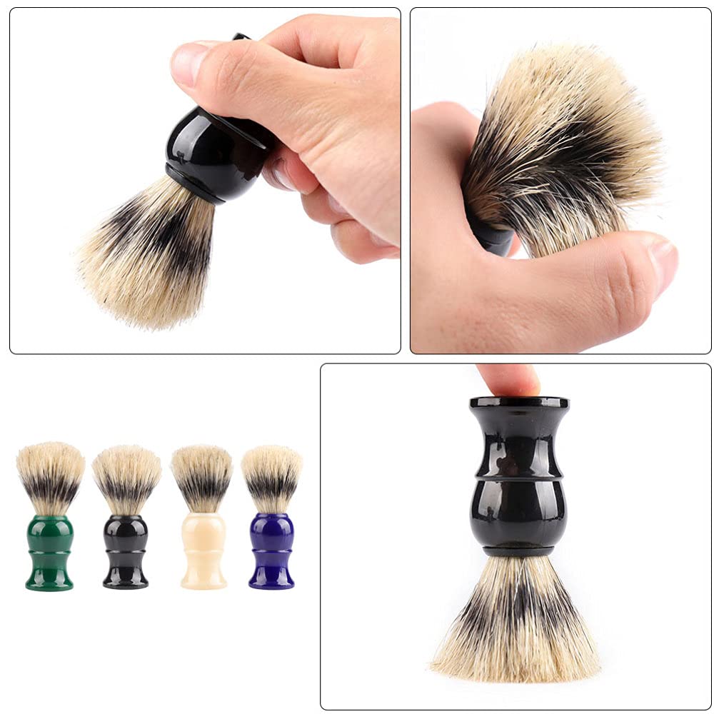EXCEART Men's Shaving Brush Set - 4Pcs Ultra-Soft Silvertip Badger Bristle Shaving Brushes with Plastic Handle, Fine Bristle Hairbrush & Comb for Men, Perfect for Daily Grooming and Travel