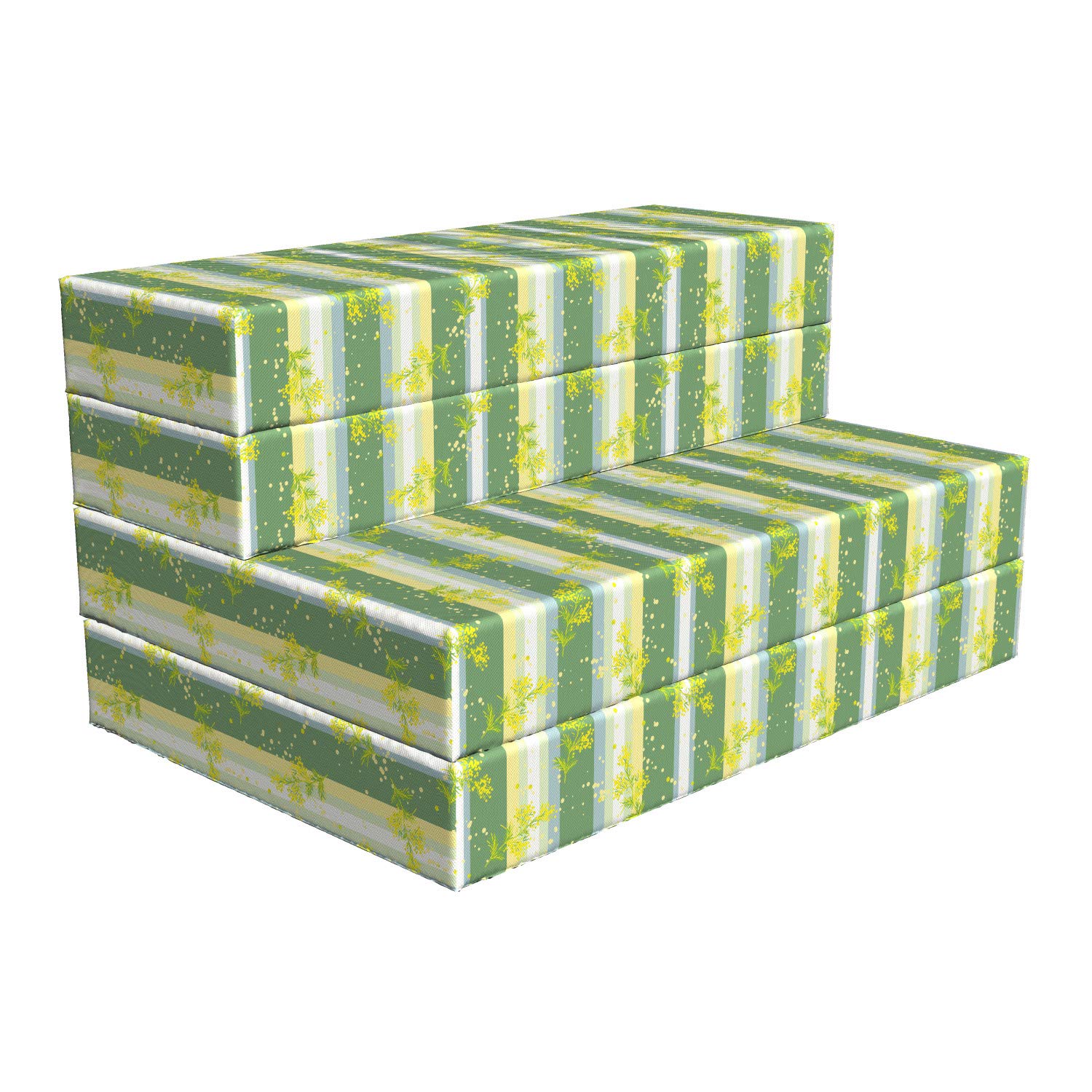 Ambesonne Striped Foldable Mattress - Spring Striped Flowers Design, 74.8