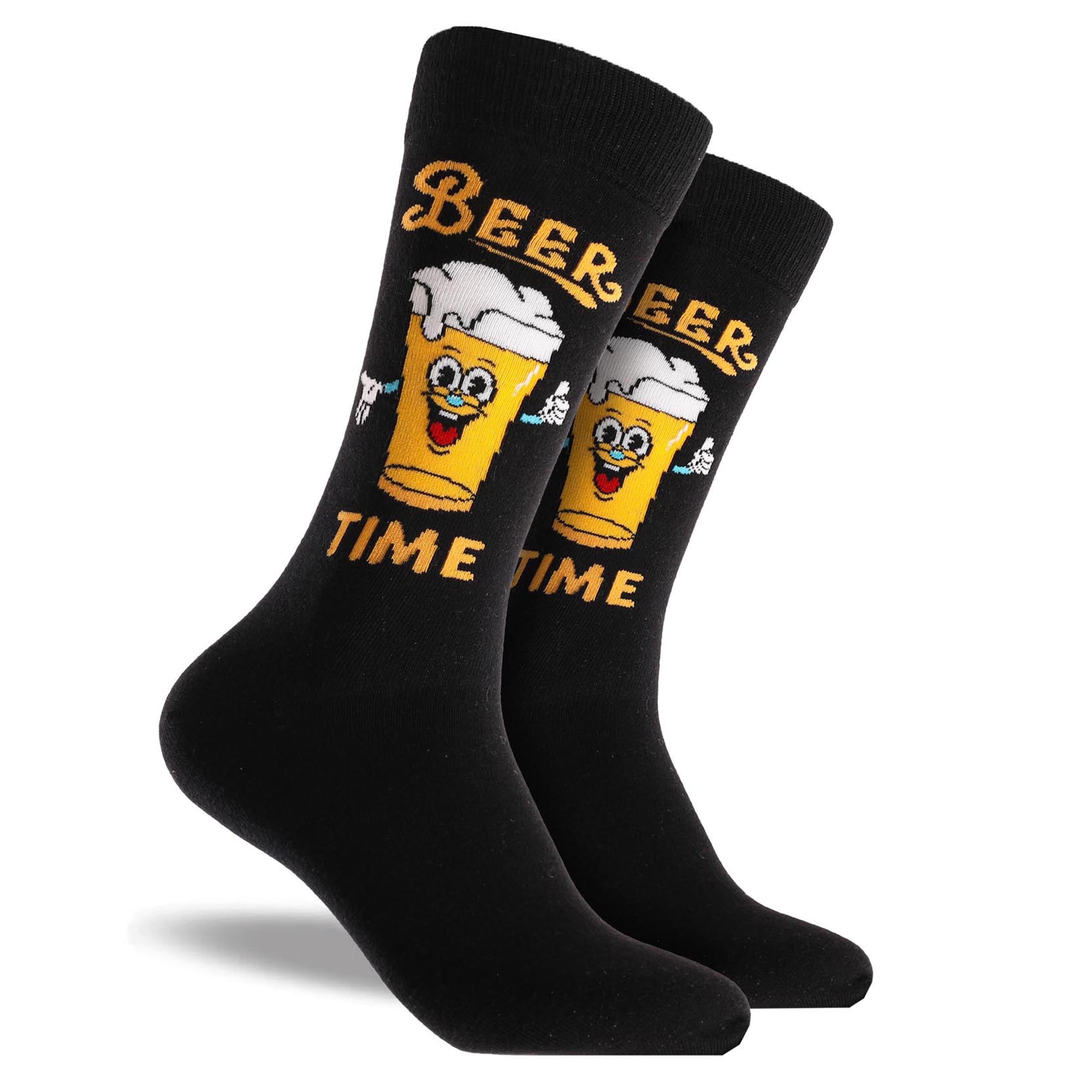 Happy Beer Themed Cotton Crew Socks for Men - 3 Pack Gift Set with Gold Accents | Perfect for Brewery Tours, Beer Lovers & Casual Wear