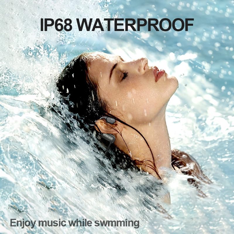 ANINUALE Bone Conduction Headphones Bluetooth 5.3 - IP68 Waterproof Wireless Open-Ear Headphones with 32GB MP3 Player for Swimming, Running, Diving, Cycling - Perfect for Workouts, Outdoor Sports & Water Activities