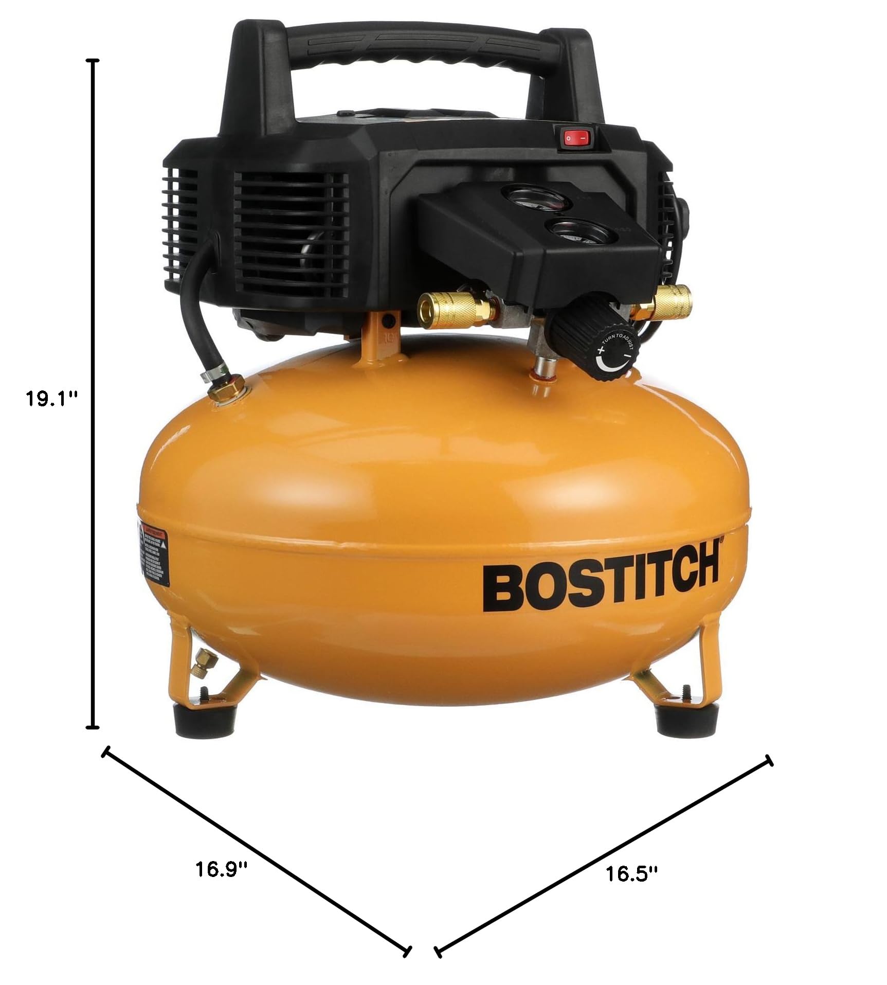 BOSTITCH BTFP02012-WPK 6 Gallon Oil-Free Air Compressor Kit - 150 PSI Portable Air Compressor for Nail Guns, Inflating Tires, and DIY Home Projects