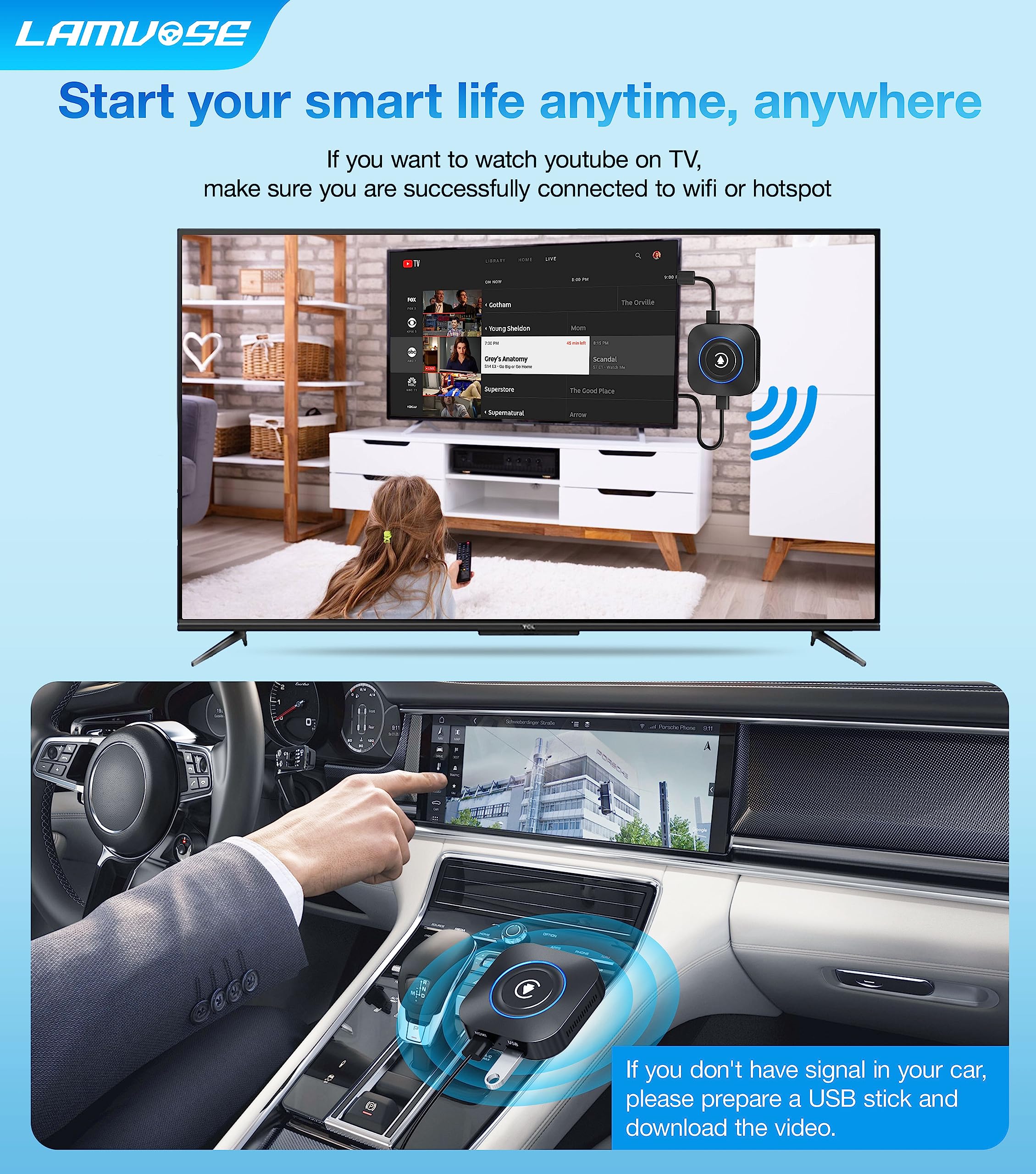 Wireless CarPlay Adapter 2025 - Magic Box 2.0 AI Box for Factory Wired Cars (2015+) | Supports Netflix, YouTube, TikTok, Disney+, Hulu | Seamless Apple CarPlay & Android Auto | Perfect for Road Trips, Commuting & In-Car Entertainment