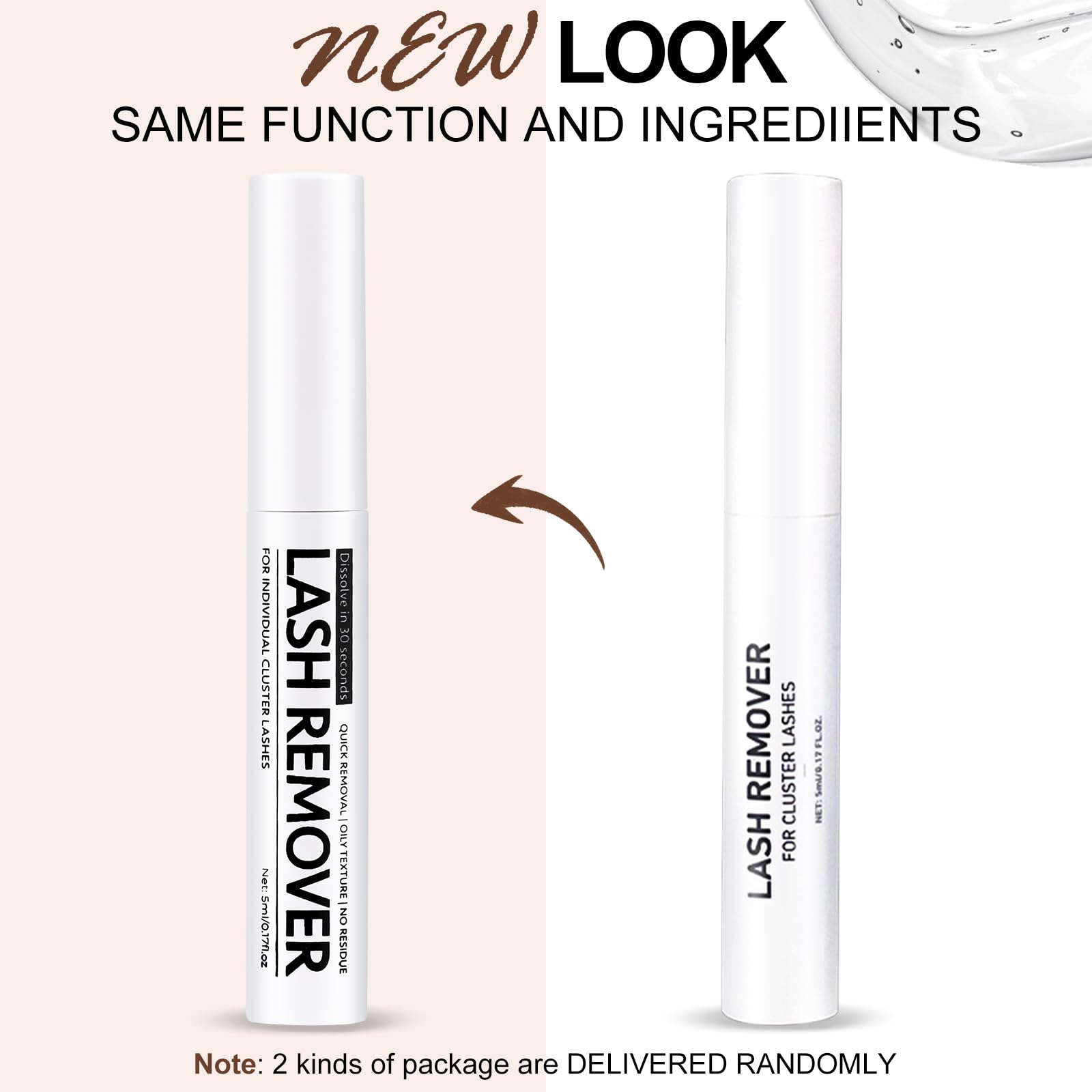 Gentle Eyelash Glue Remover 5ML - Safe for Individual & Cluster False Lashes, Wispy Extensions - Non-Irritating Formula with Mascara Wand - Perfect for Lash Maintenance & Professional Salon Use