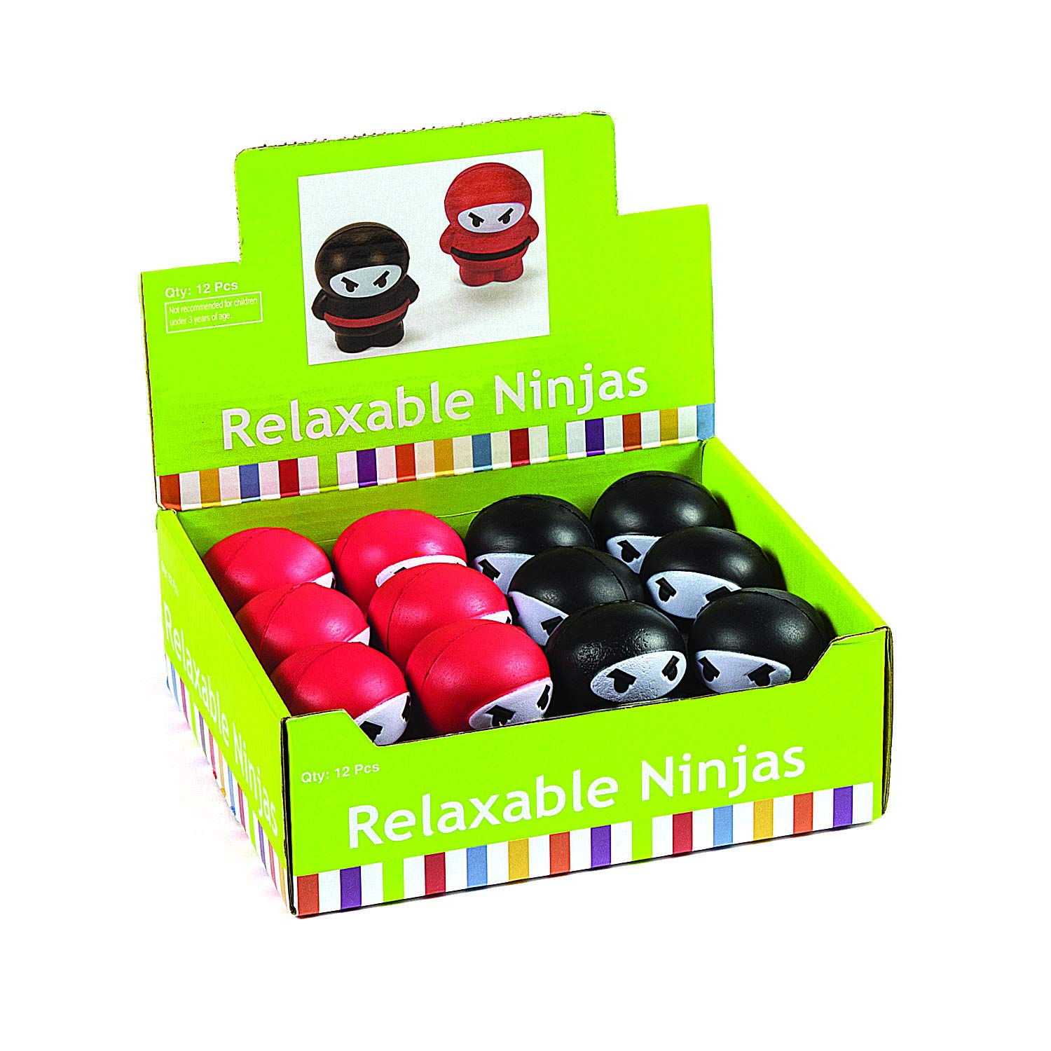 Ninja Stress Relief Toys - 12 Pack Squeeze Balls for Anxiety & Relaxation - Perfect for Birthday Gifts, Office Desk, Classroom & Travel Stress Relief