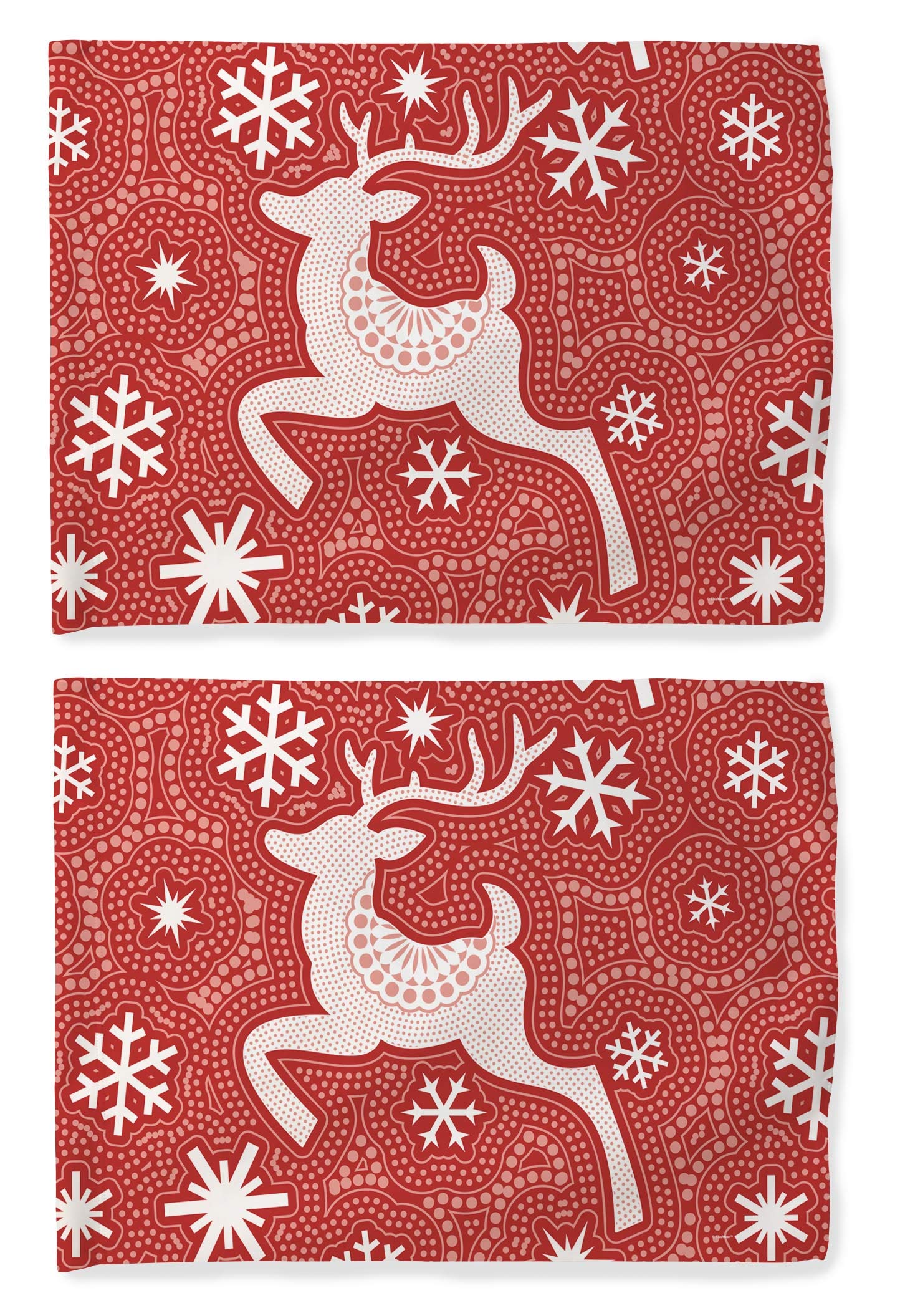 2 Pack Red Reindeer Themed Horizontal House Flags - Winter Holiday Home Decor for Outdoor Christmas & Seasonal Yard Decoration