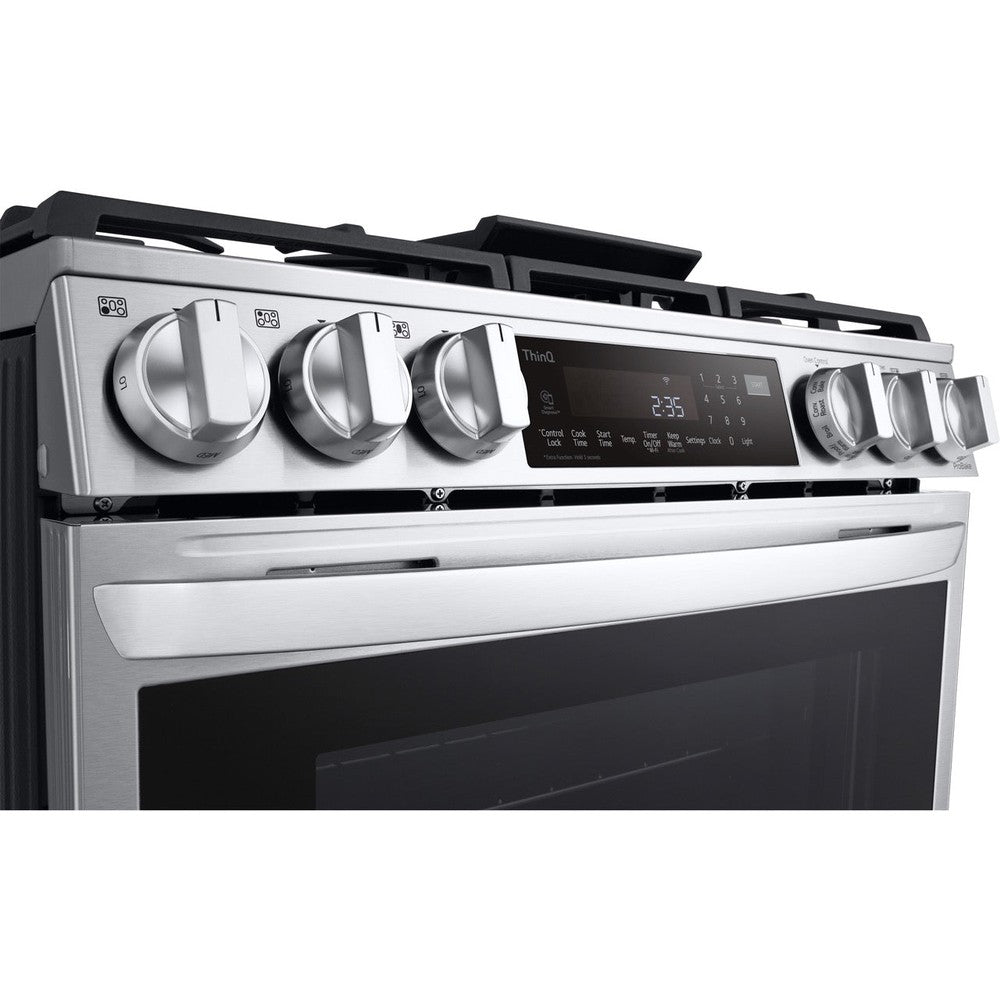 LG LSGL6335F 30-Inch 6.3 Cu. Ft. Smart Wi-Fi Enabled Slide-In Gas Range with ProBake Convection, InstaView Window & Air Fryer - Stainless Steel | Perfect for Modern Kitchens, Holiday Cooking & Family Meals